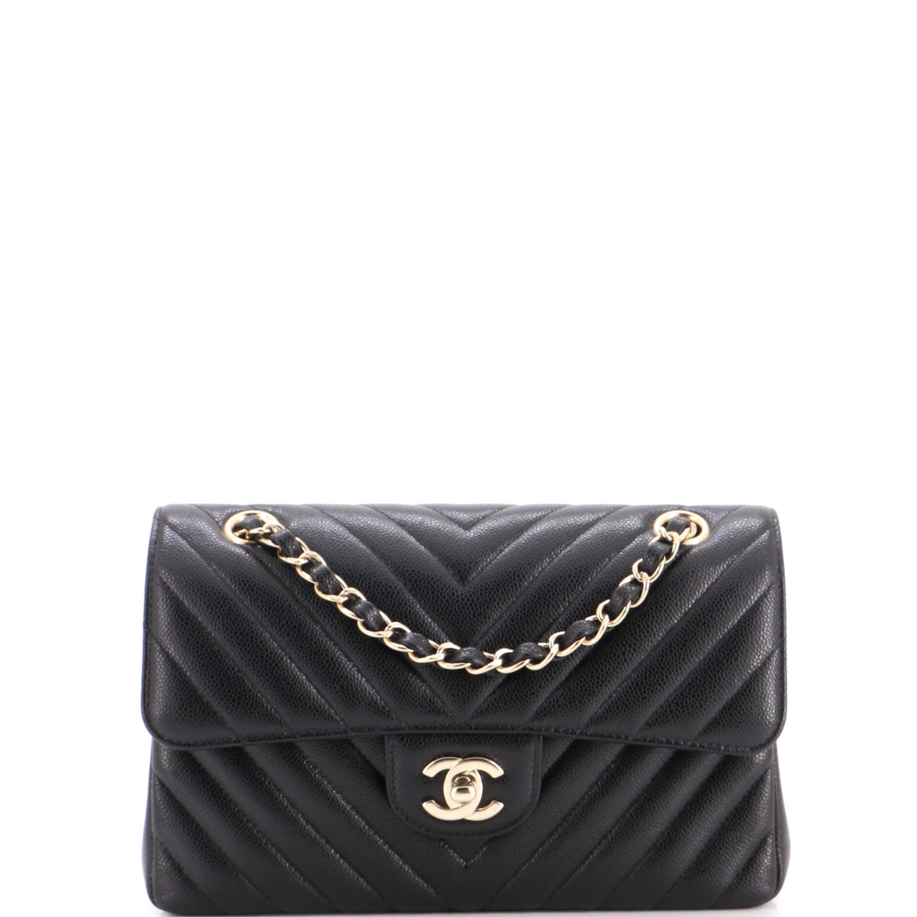 Classic Double Flap Bag Chevron Caviar Small