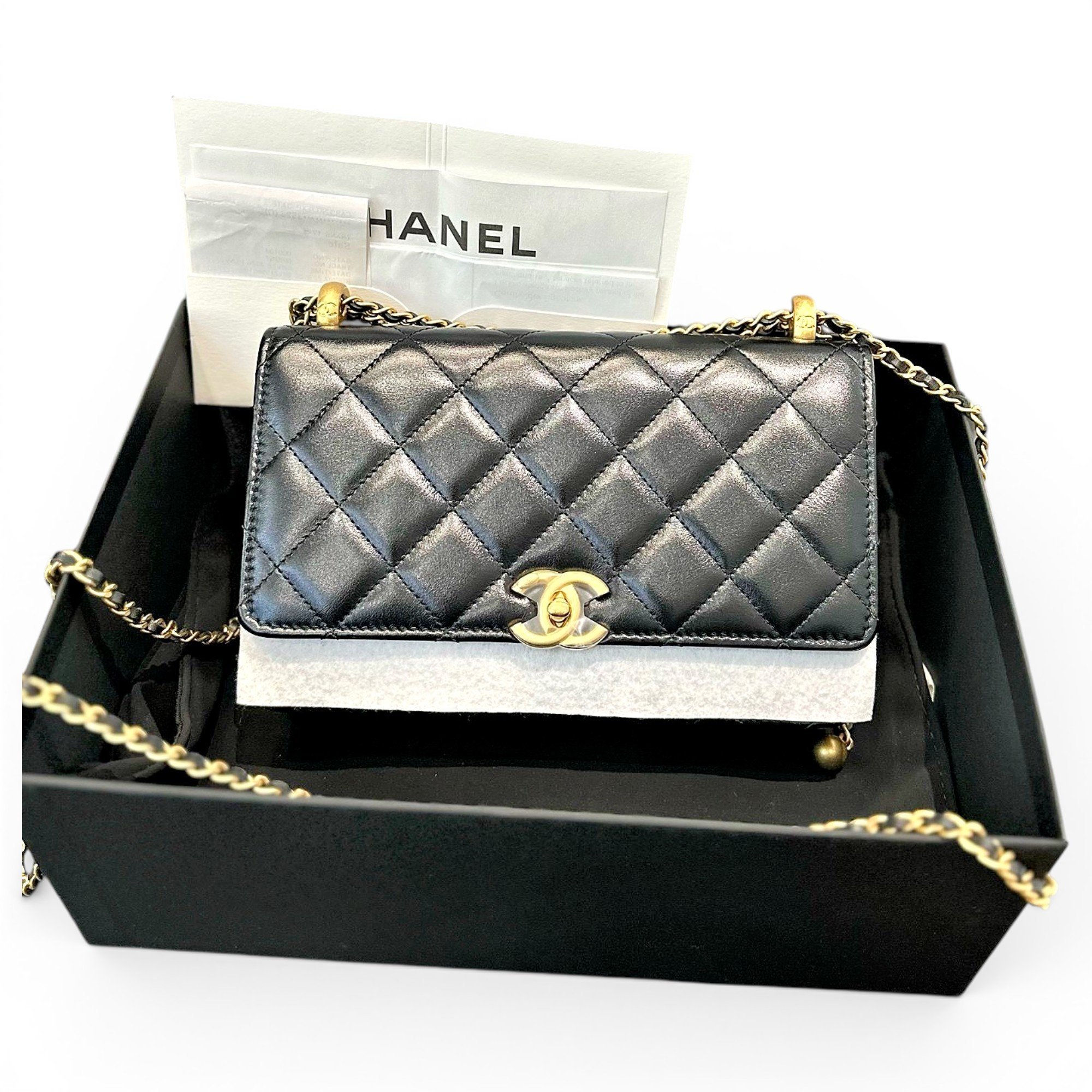 Wallet On Chain leather handbag