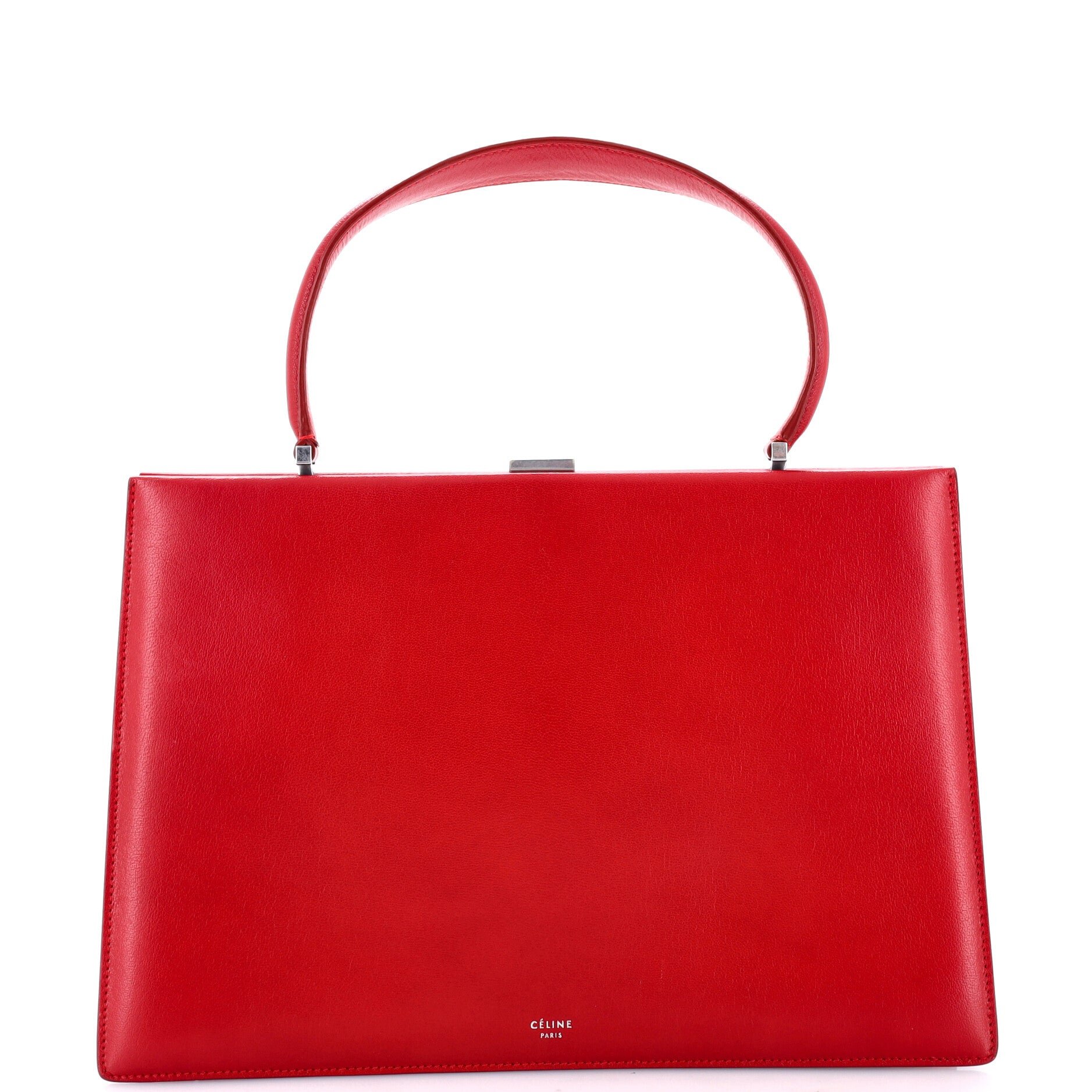 Clasp Top Handle Bag Leather Medium