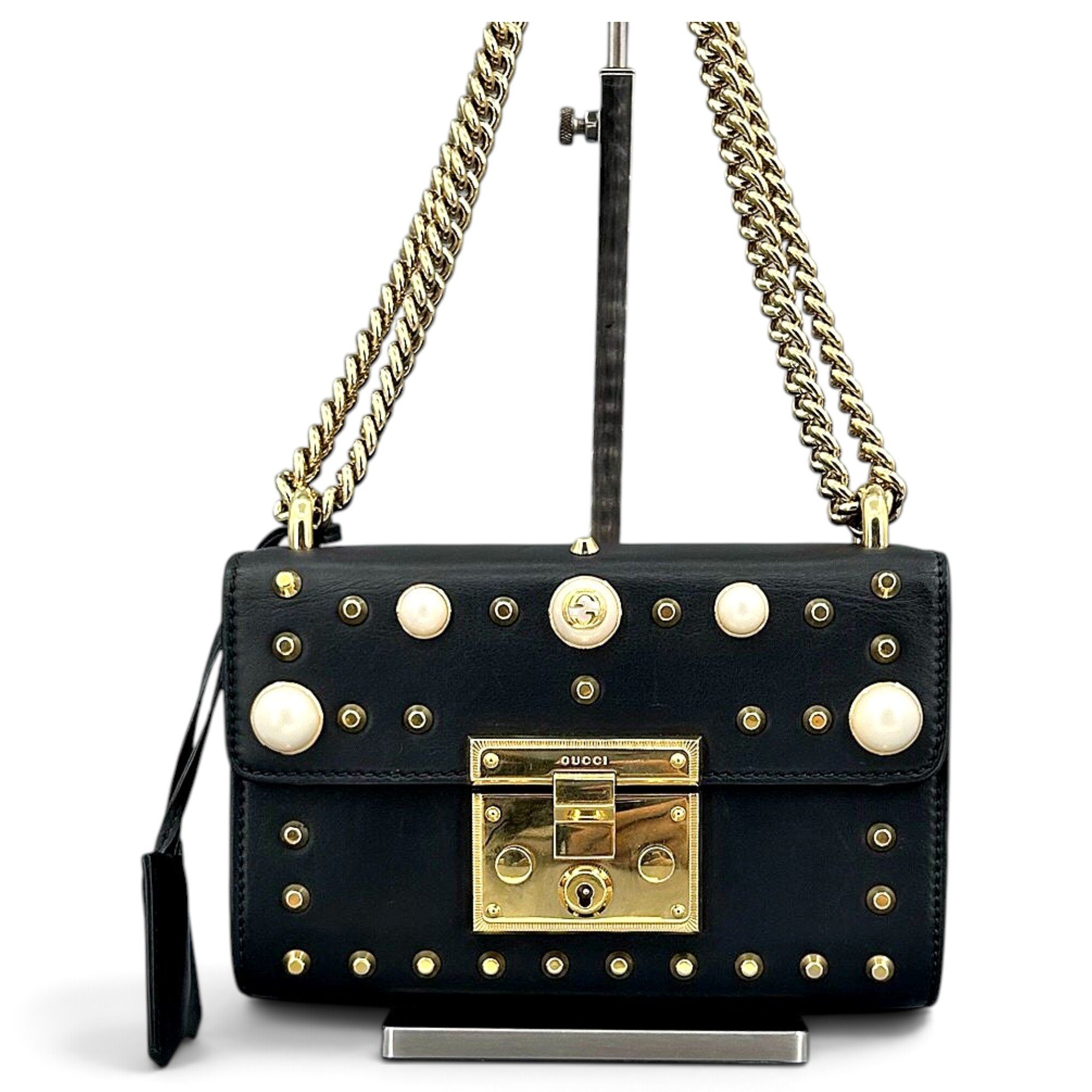 Padlock leather handbag