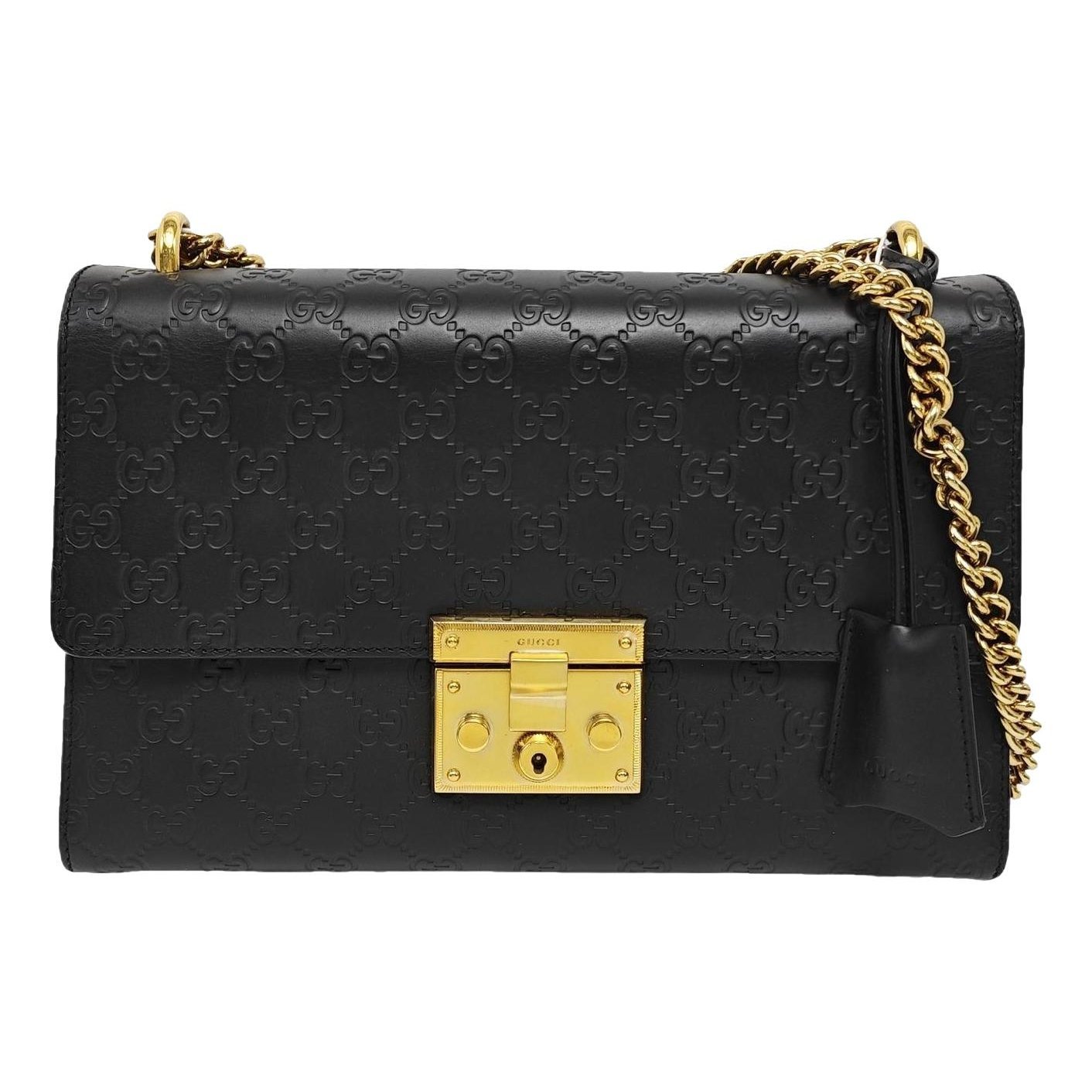 Padlock leather handbag