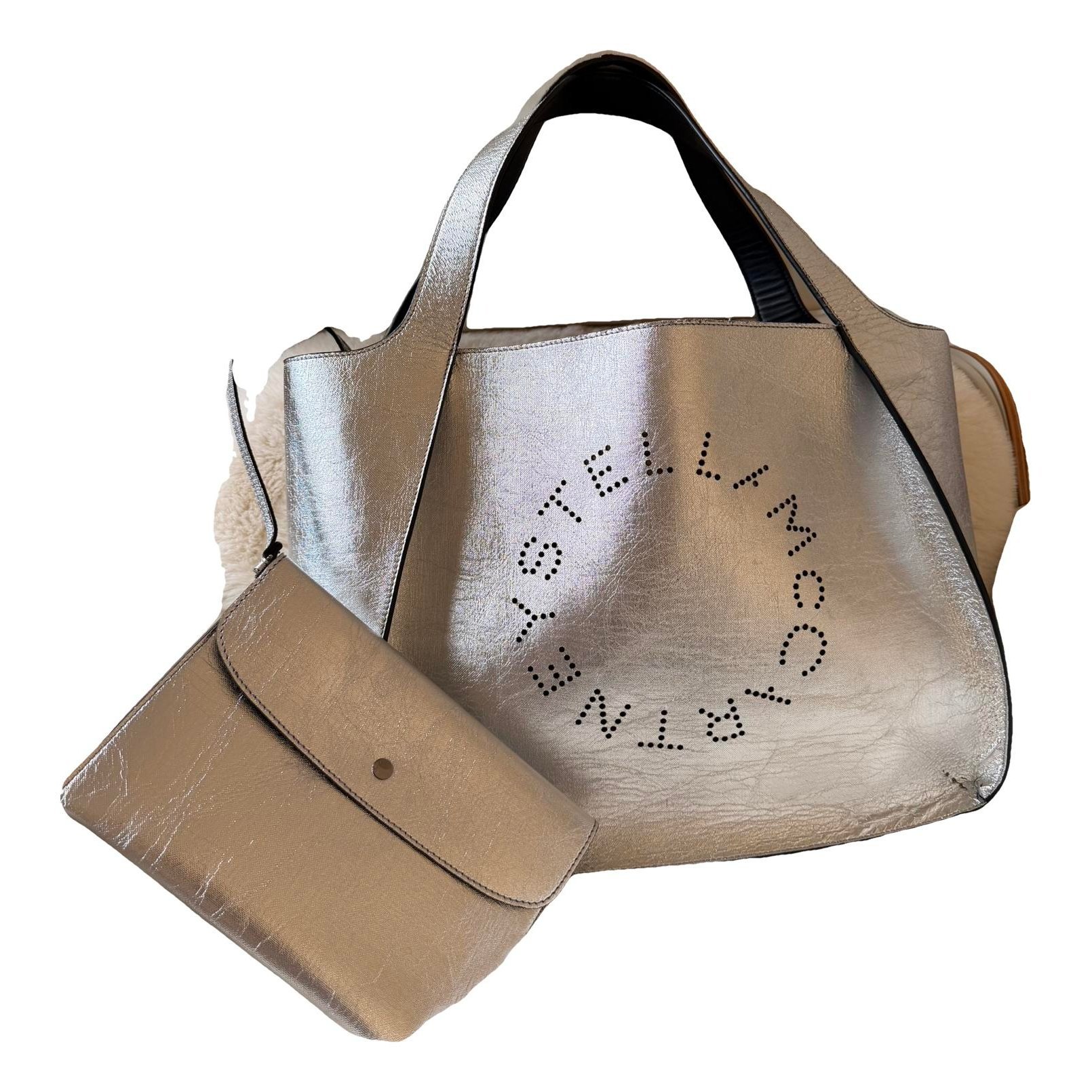 Logo vegan leather tote