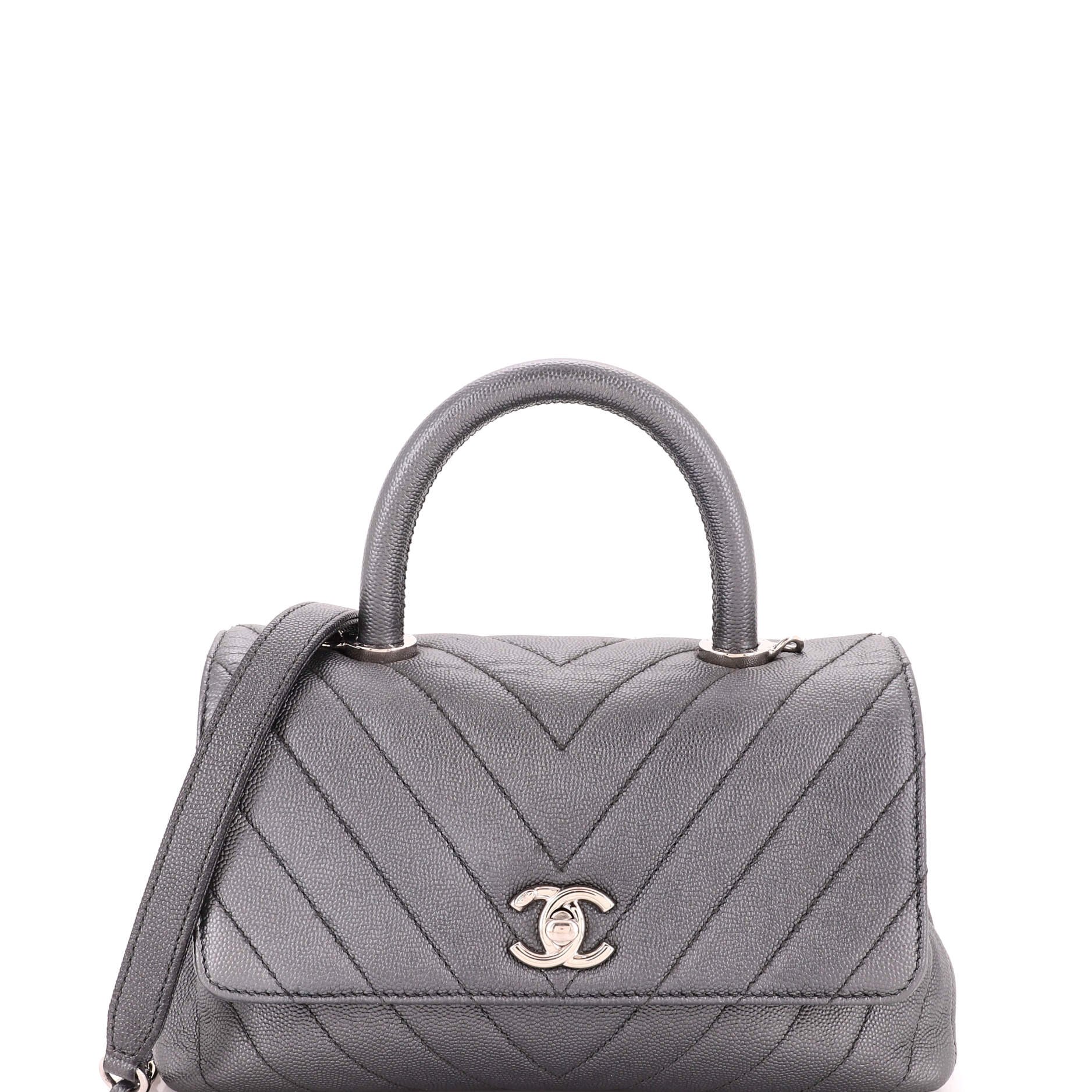 Coco Top Handle Bag Chevron Caviar Mini