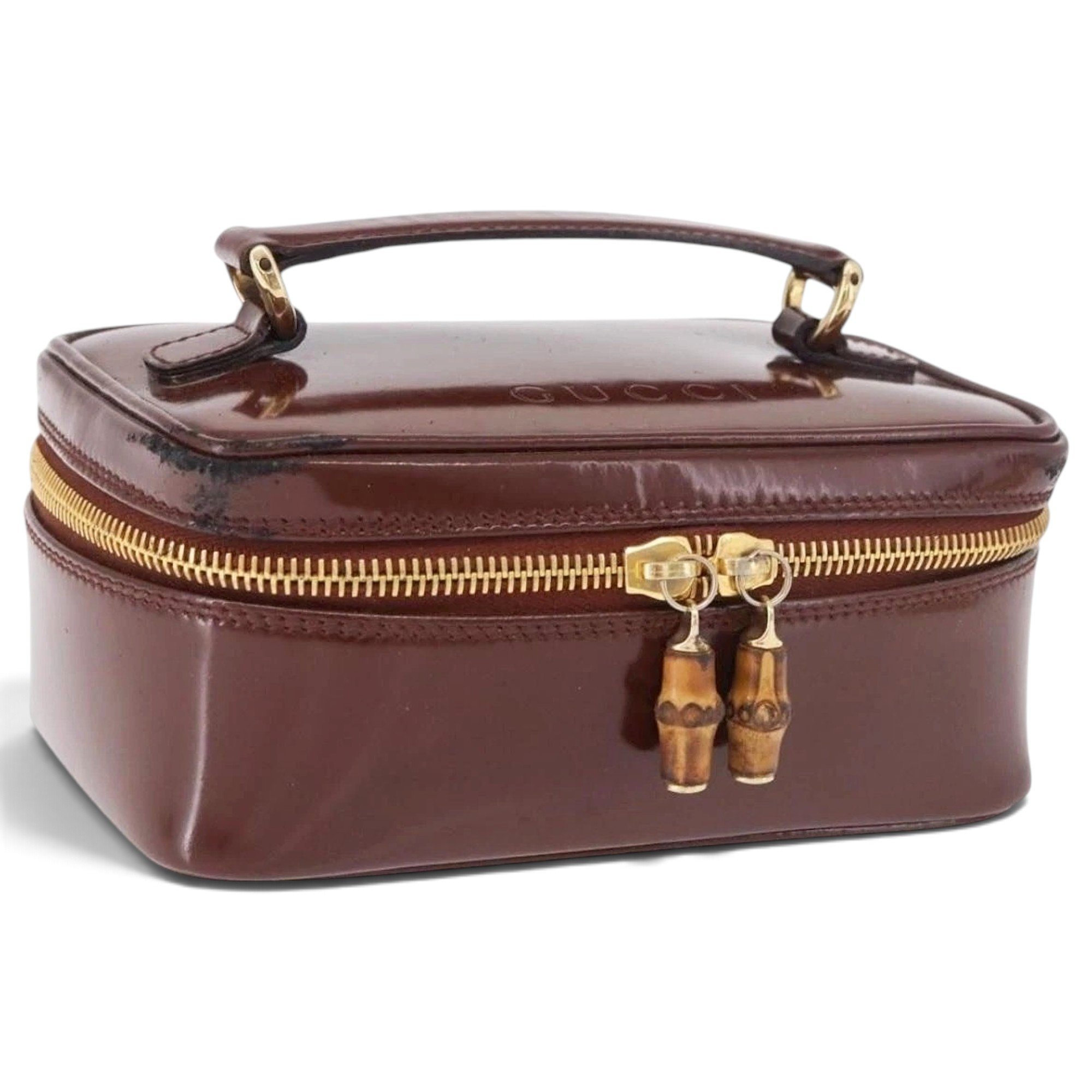 Patent leather vanity case