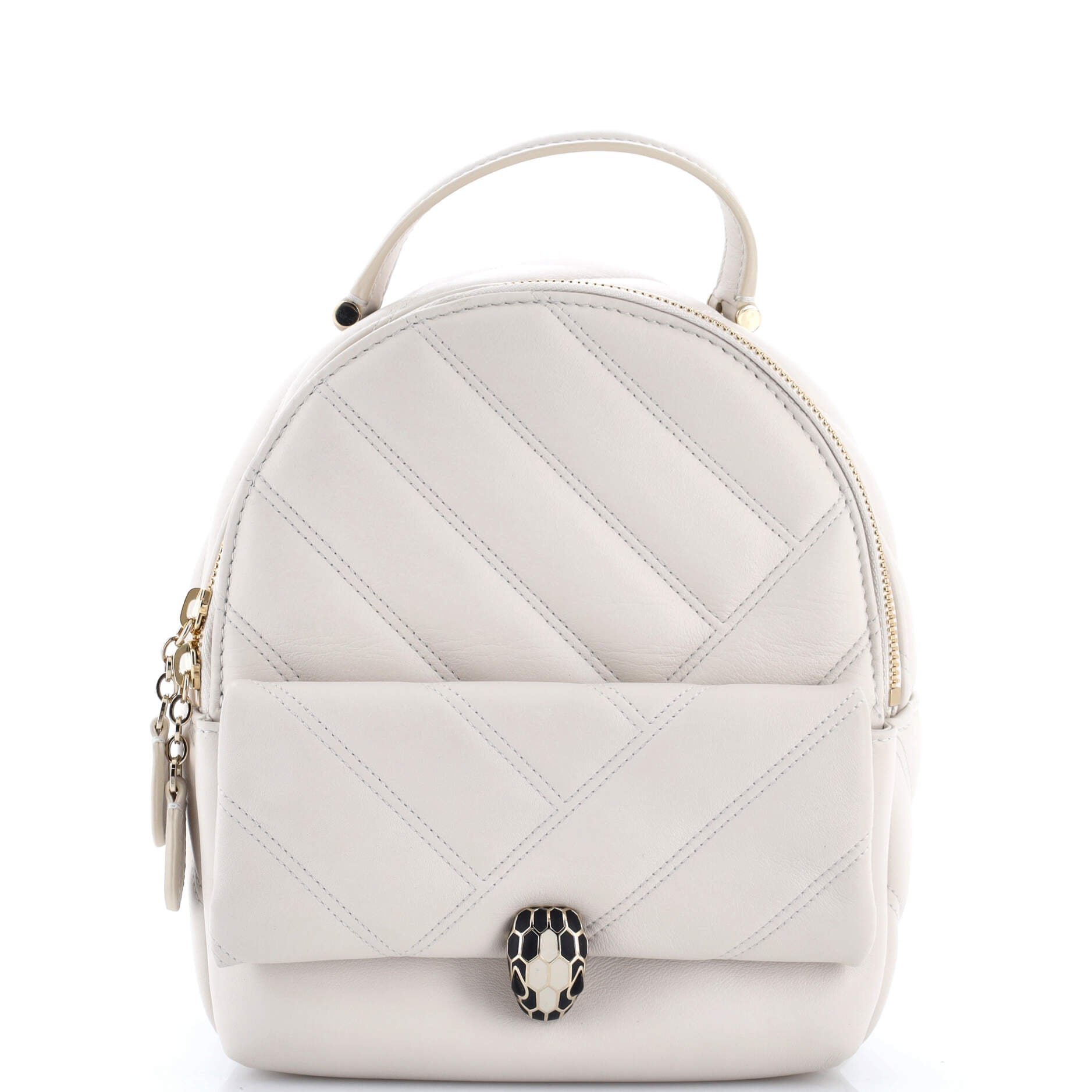 Bvlgari Serpenti Cabochon Backpack Diagonal Quilted Leather Small