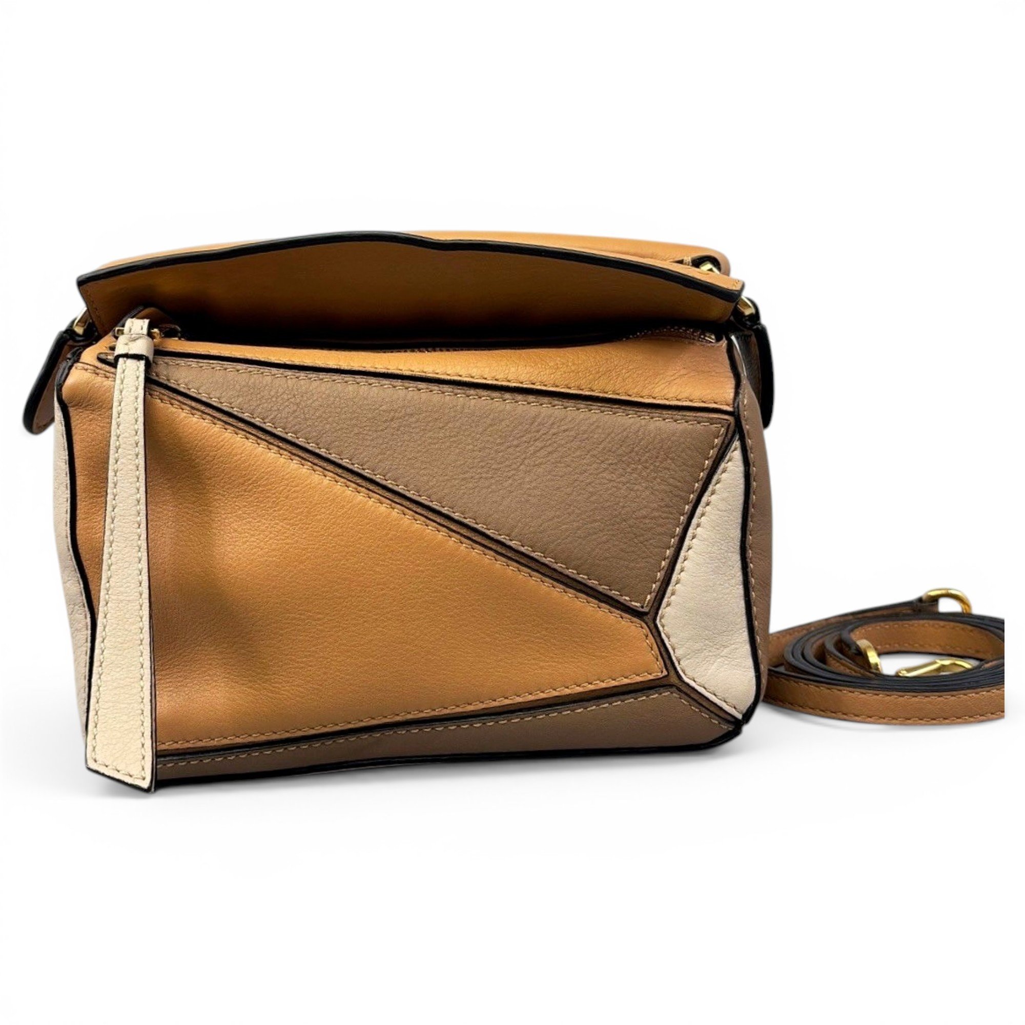 Puzzle leather handbag