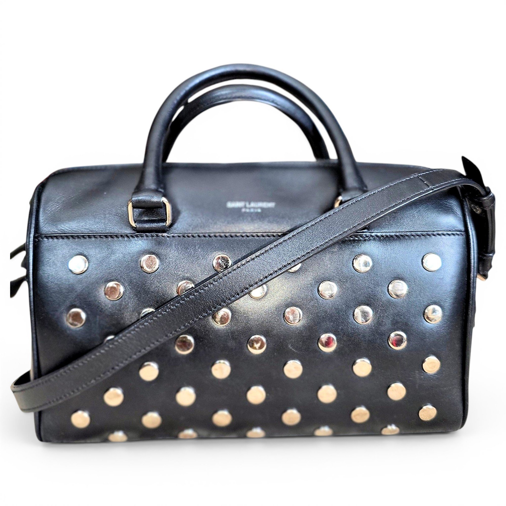 Duffle leather bowling bag
