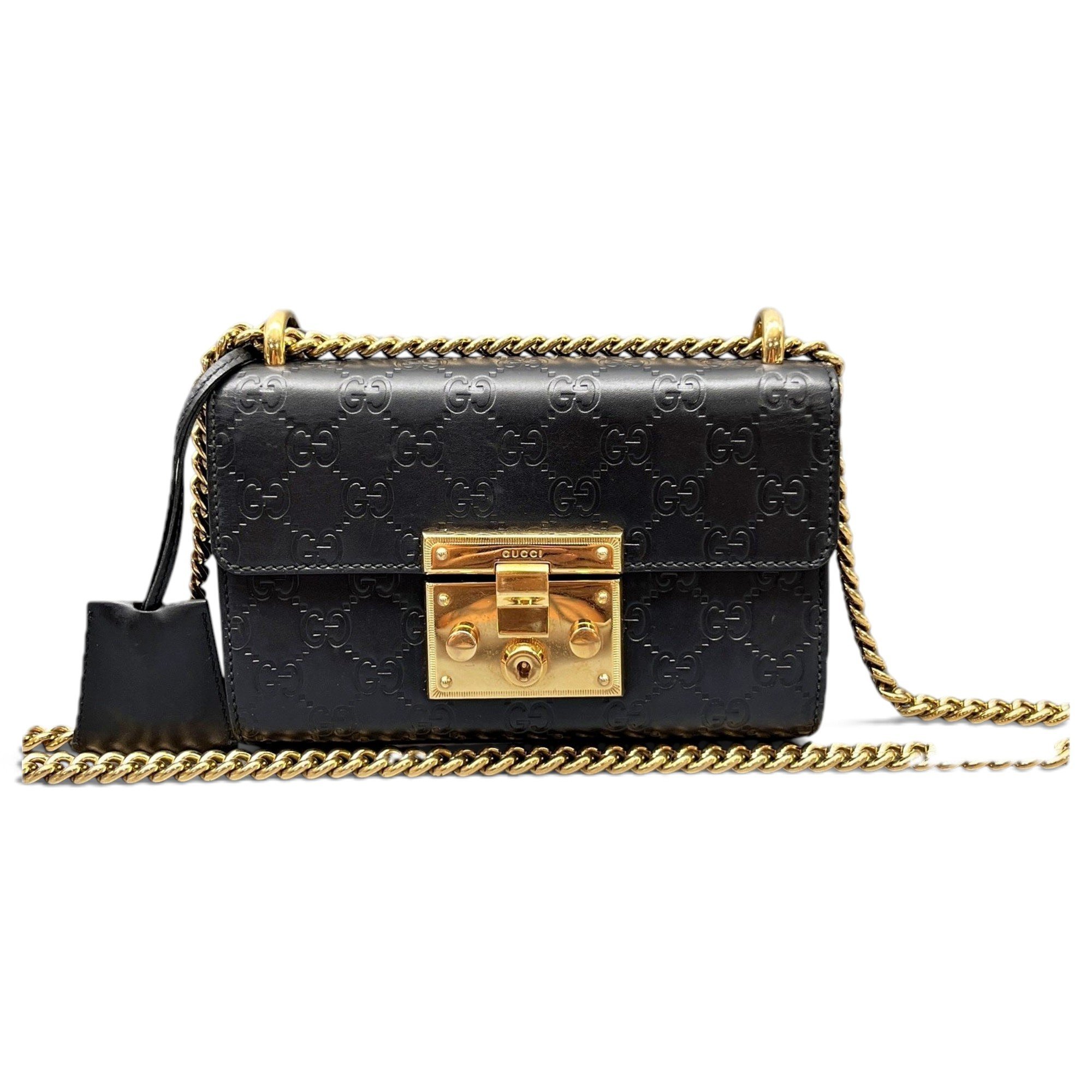 Padlock leather handbag