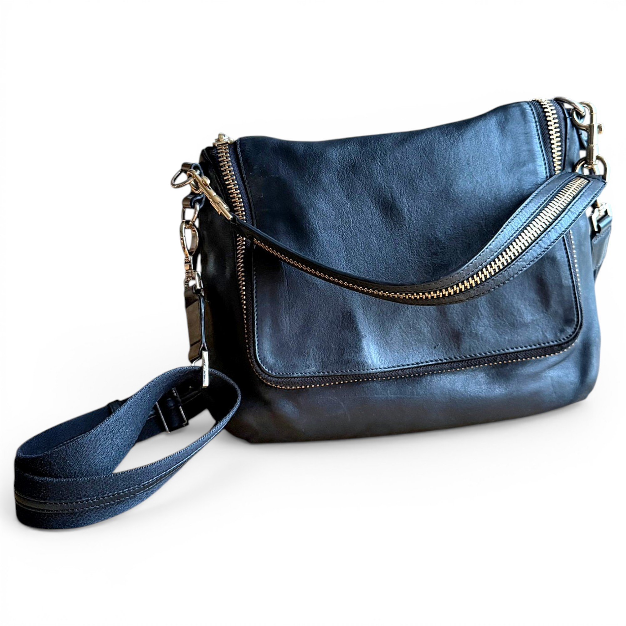 Maxi Zip leather crossbody bag