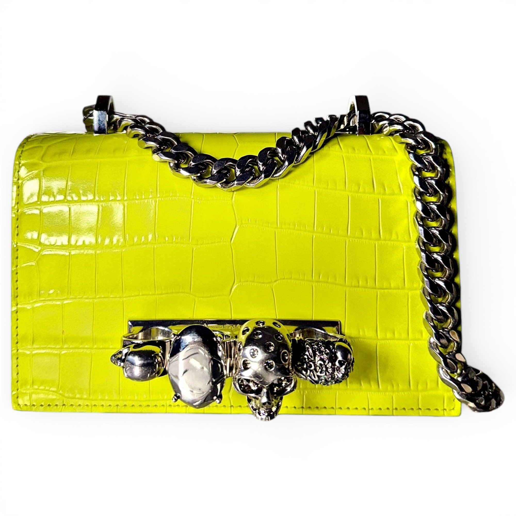 Knuckle leather crossbody bag