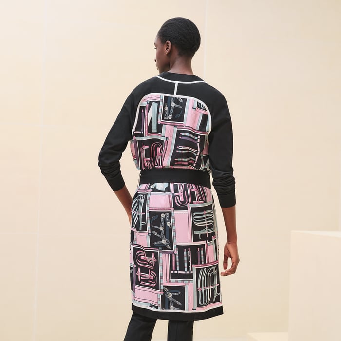 Noir "Lettres Equestres" Long-sleeve Twillaine Cardigan