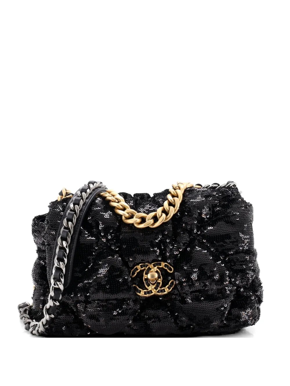 19 Flap Bag Quilted Sequins Medium shoulder bag