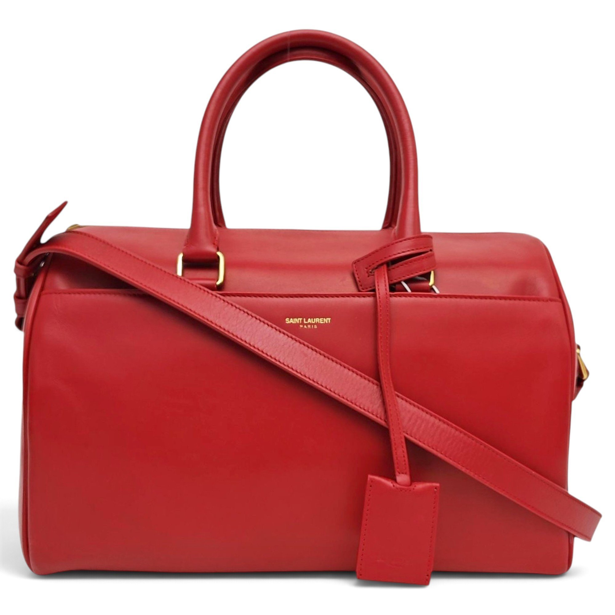 Duffle leather handbag
