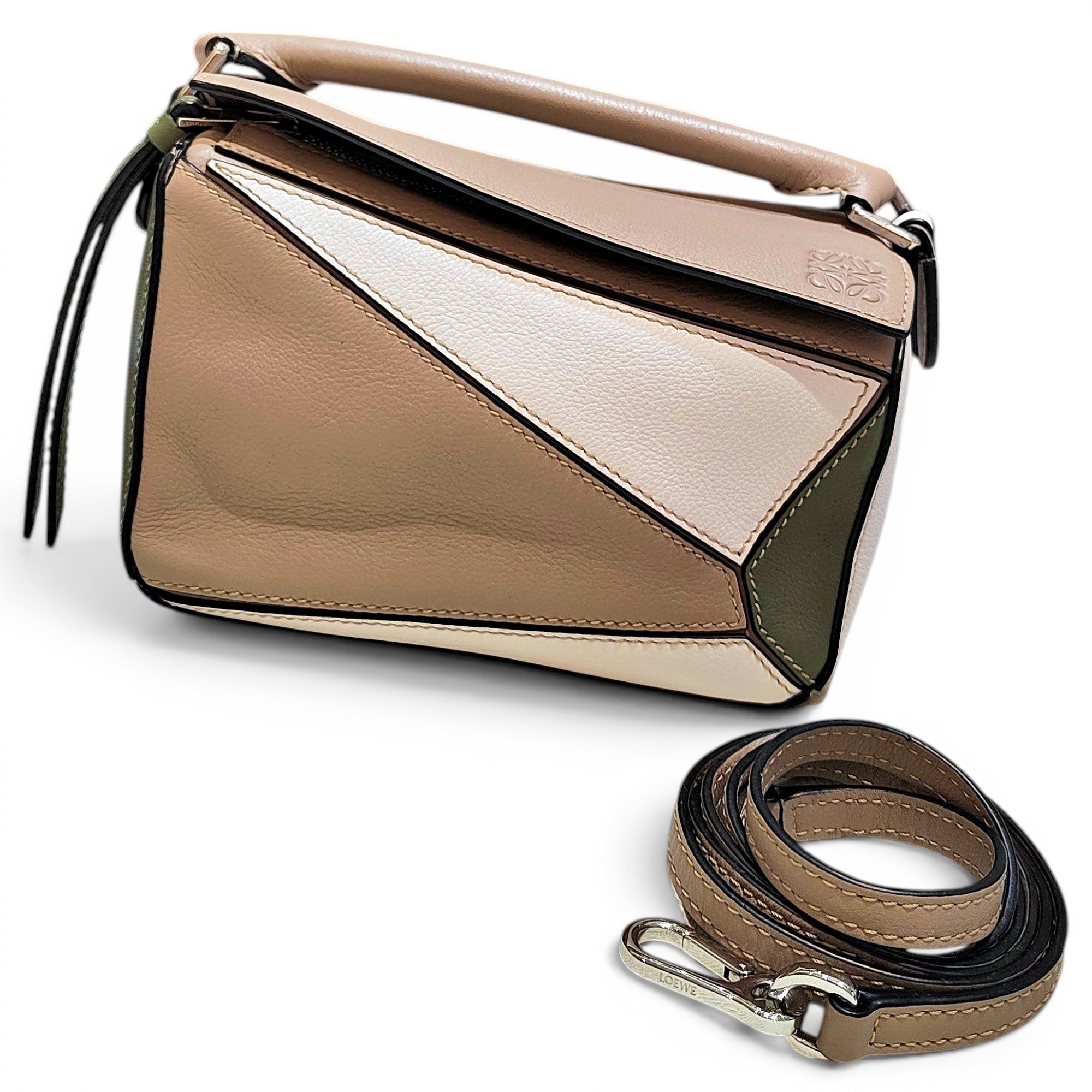 Puzzle leather handbag