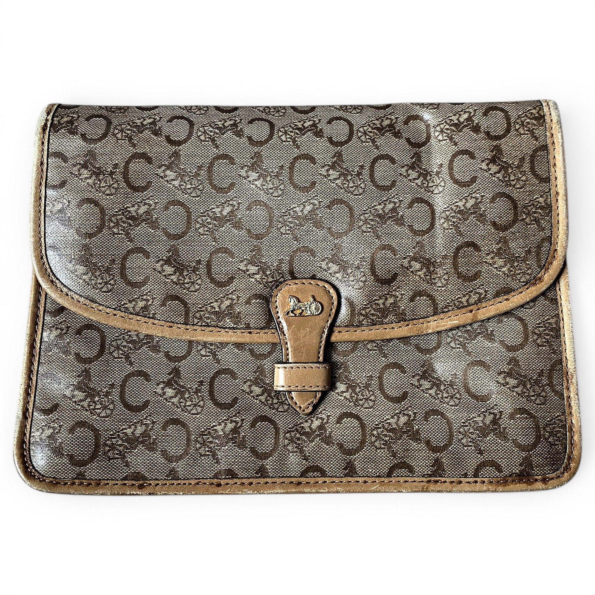 Triomphe Vintage leather clutch bag