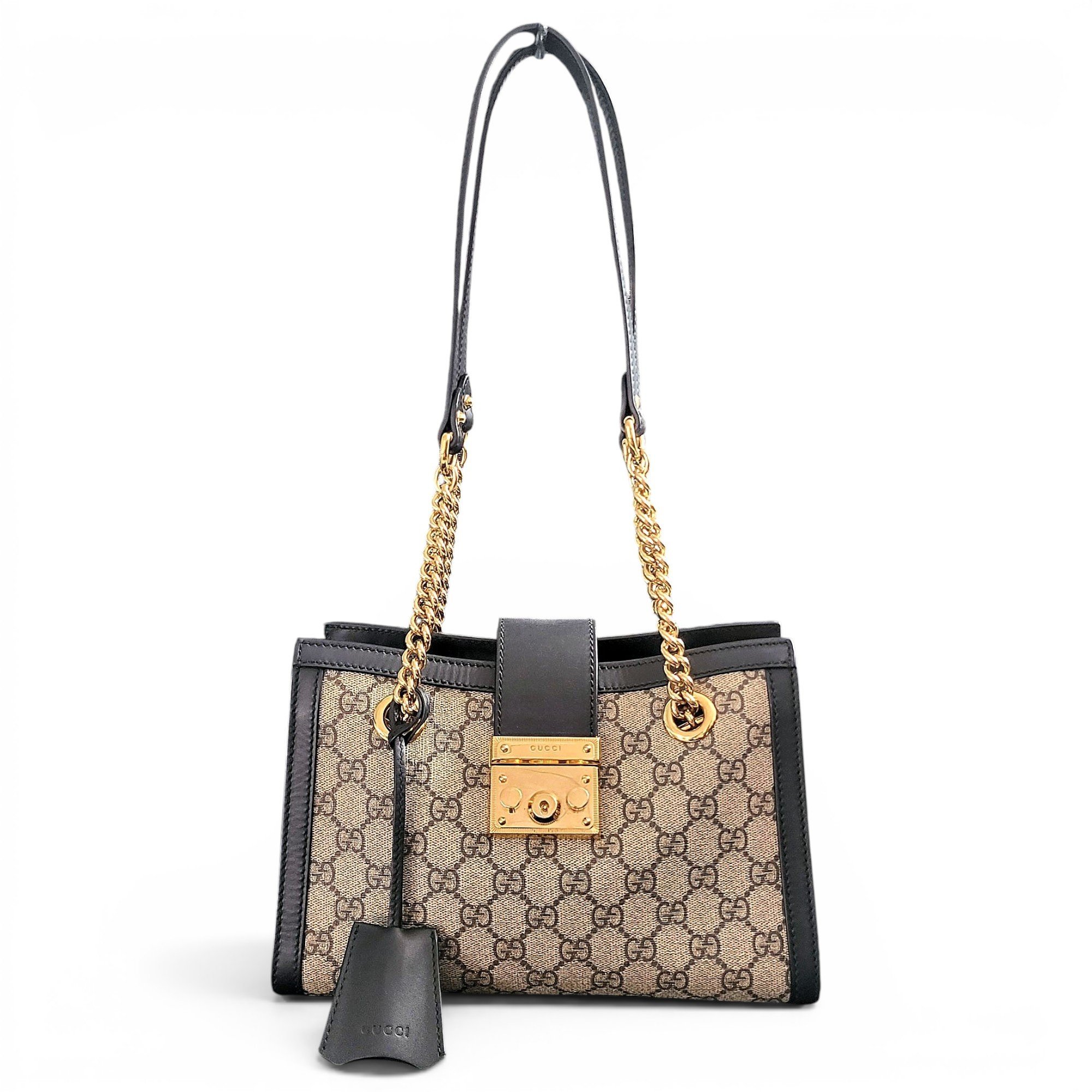 Padlock leather handbag