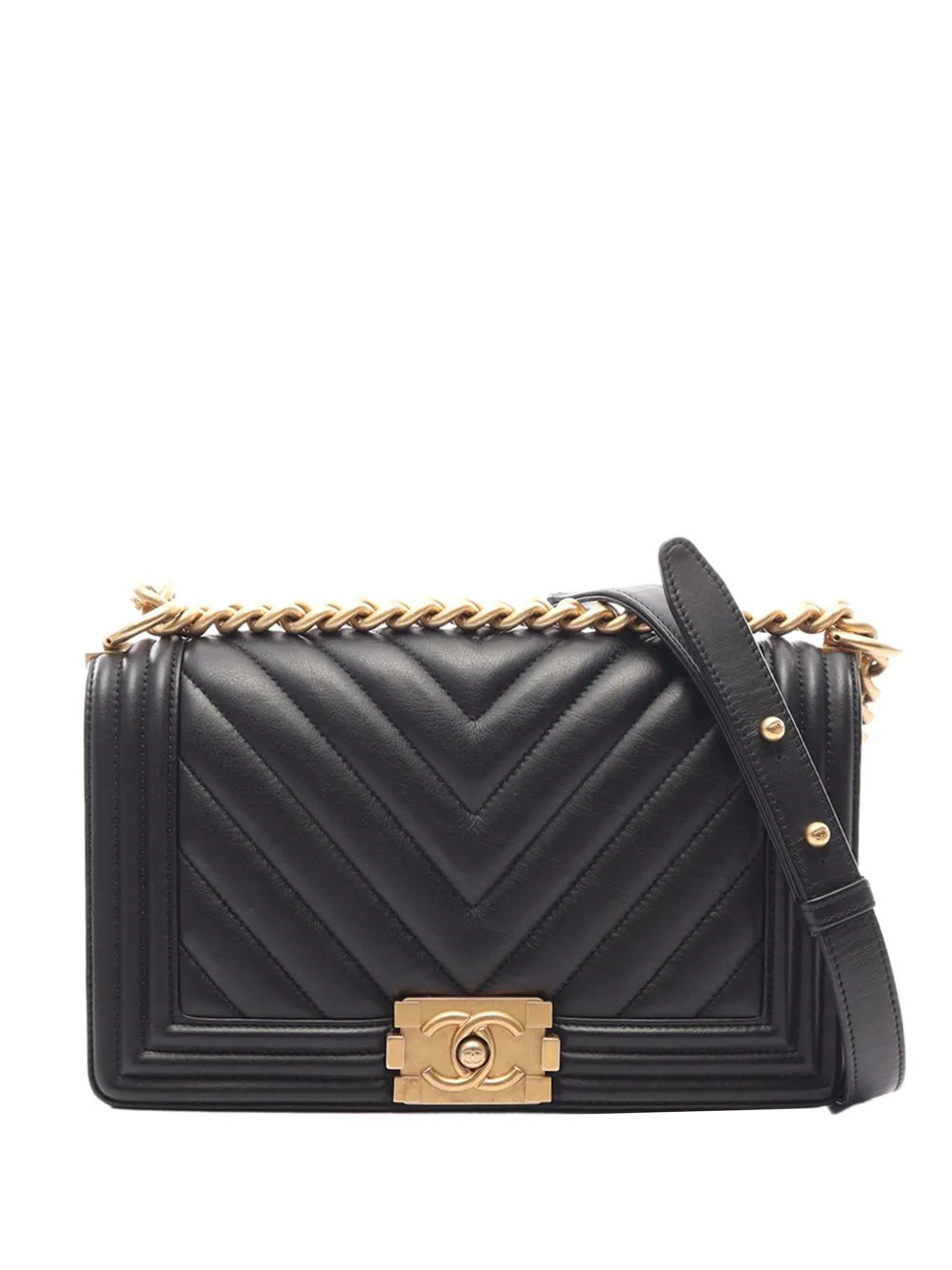 2019 Old Medium Chevron Lambskin Boy Flap crossbody bag