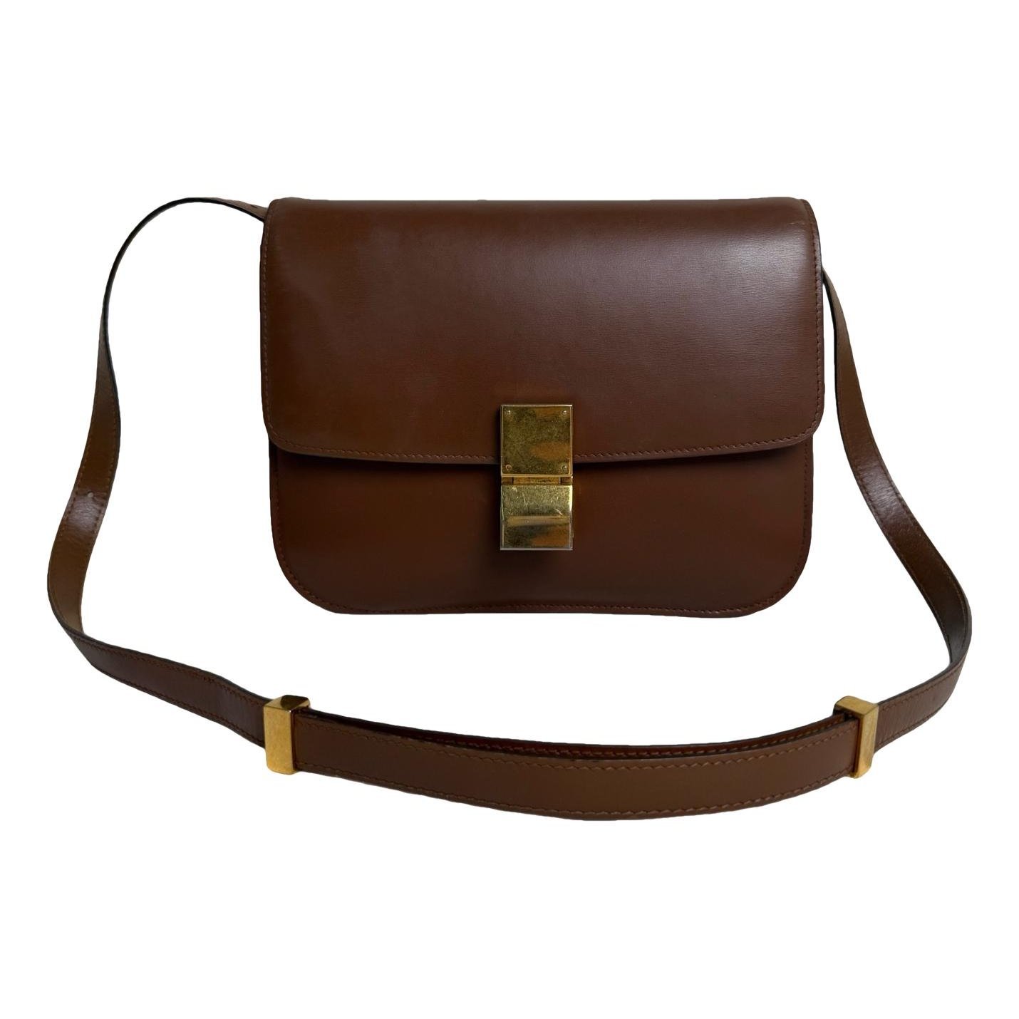 Clasp box leather handbag