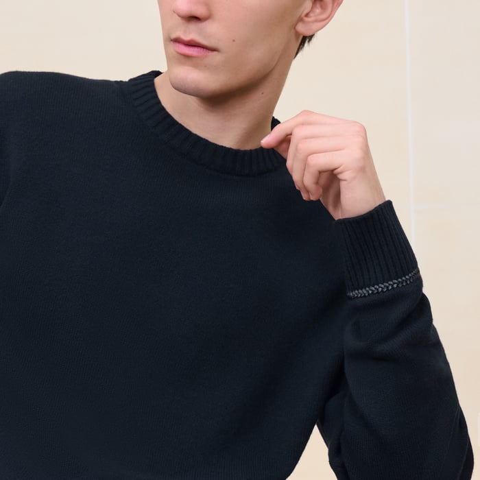 Marine "Detail Cuir Tresse" Crewneck Sweater
