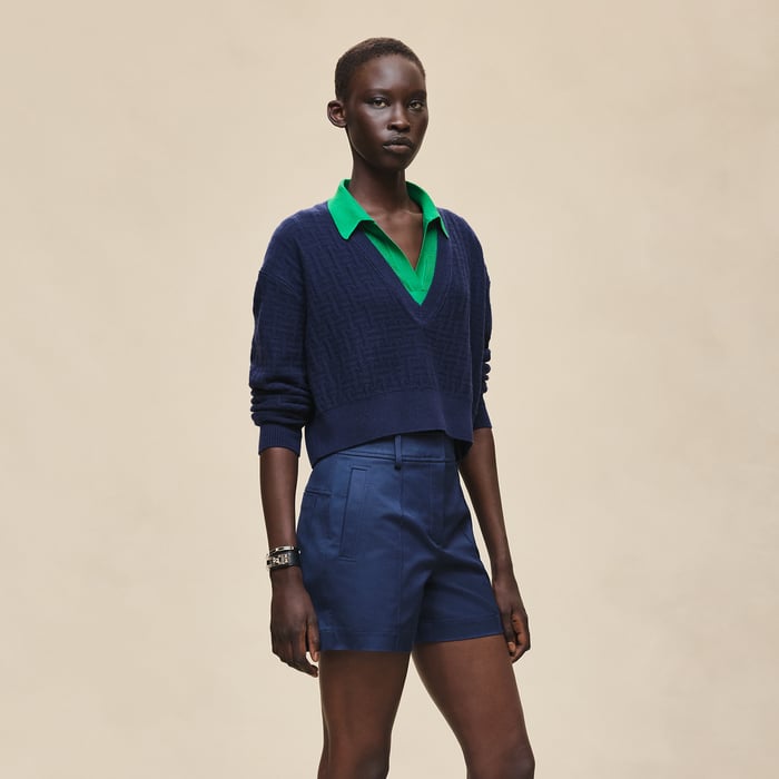 Bleu Outremer Double Cotton Twill Shorts