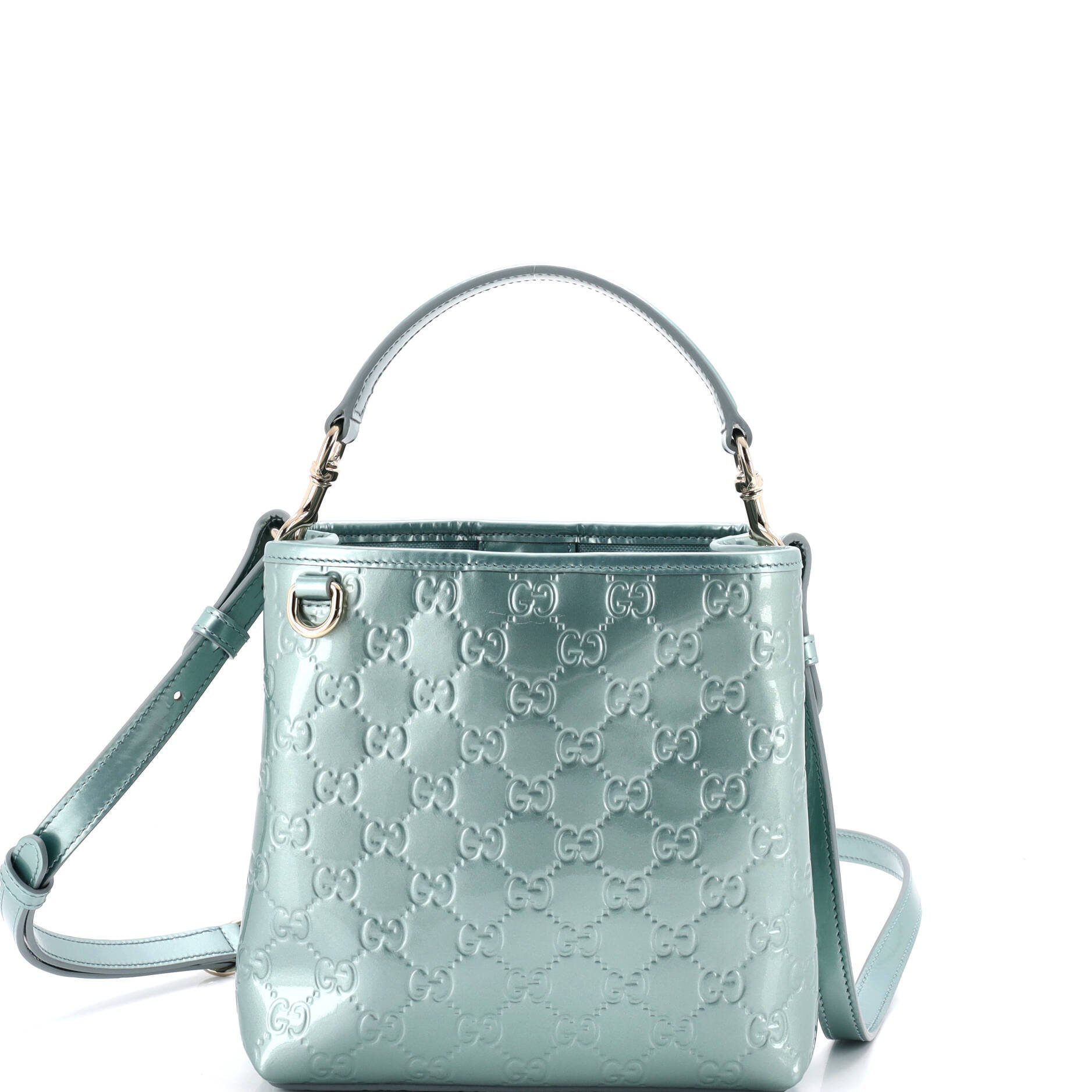 Emblem Bucket Bag GG Embossed Patent Small