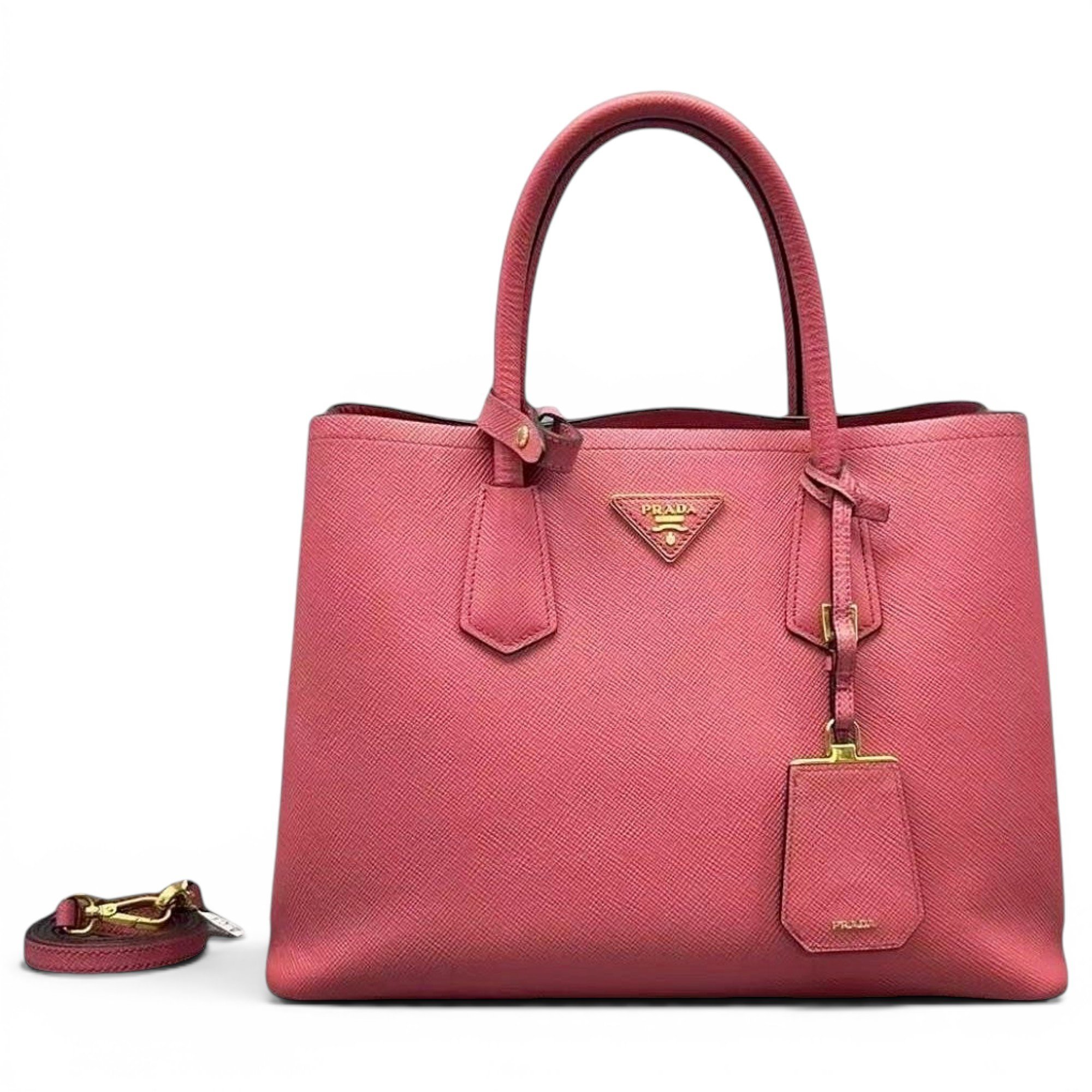 Double leather handbag