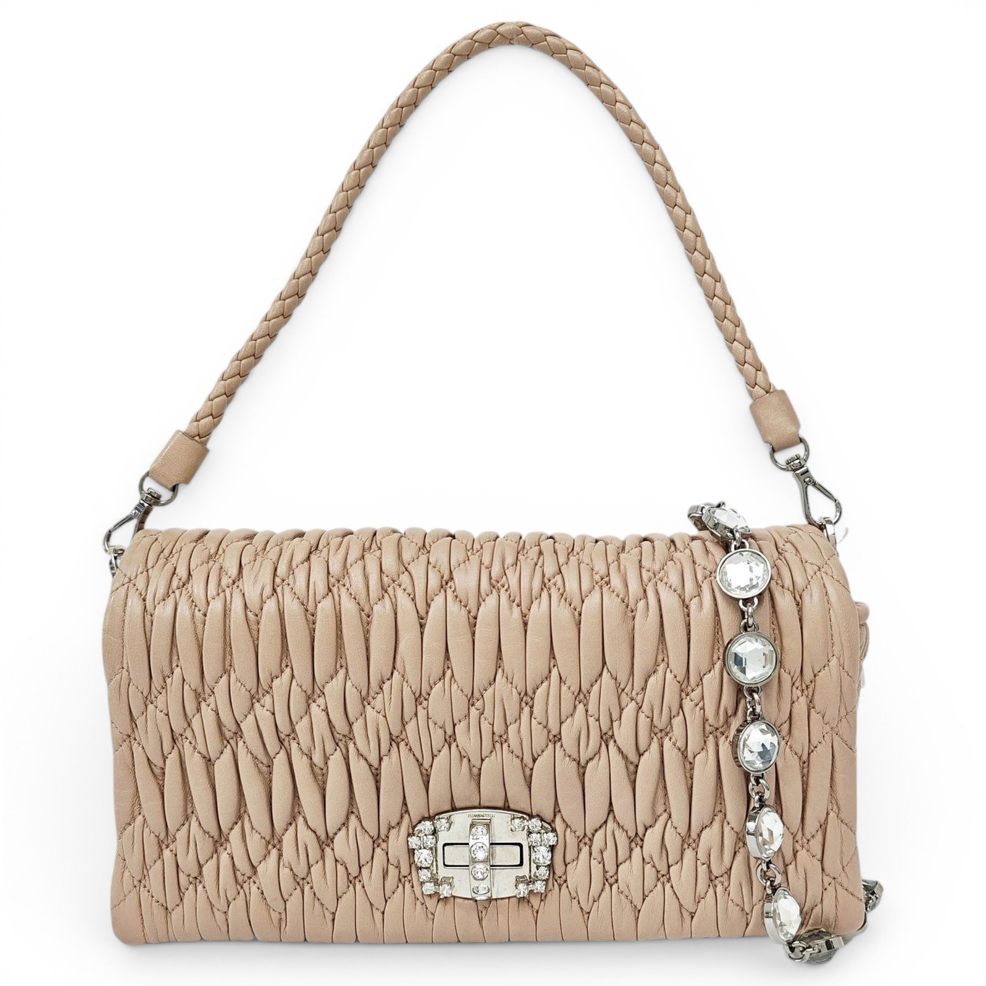 Miu Crystal leather handbag