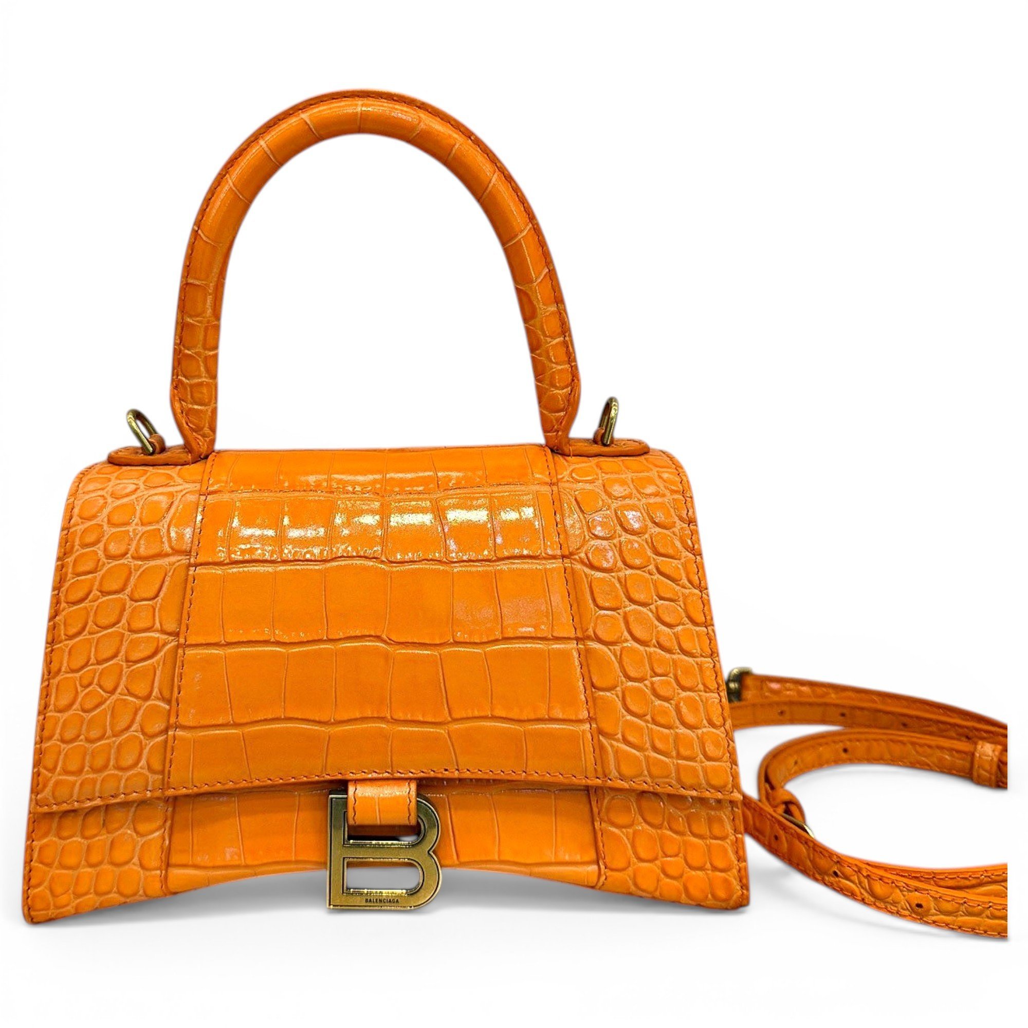 Hourglass leather handbag