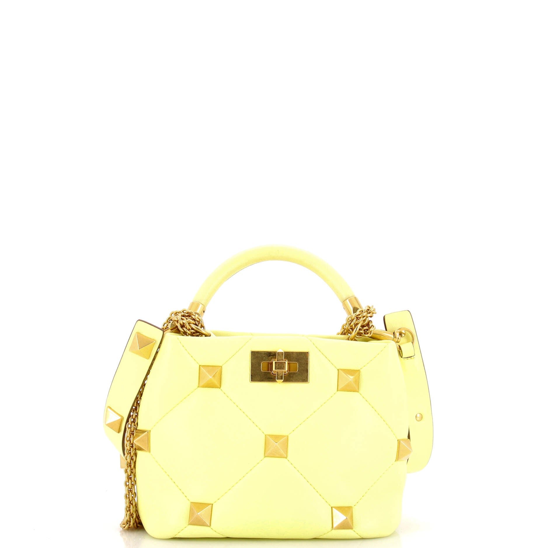 Valentino Garavani Roman Stud Top Handle Bag Quilted Leather Small