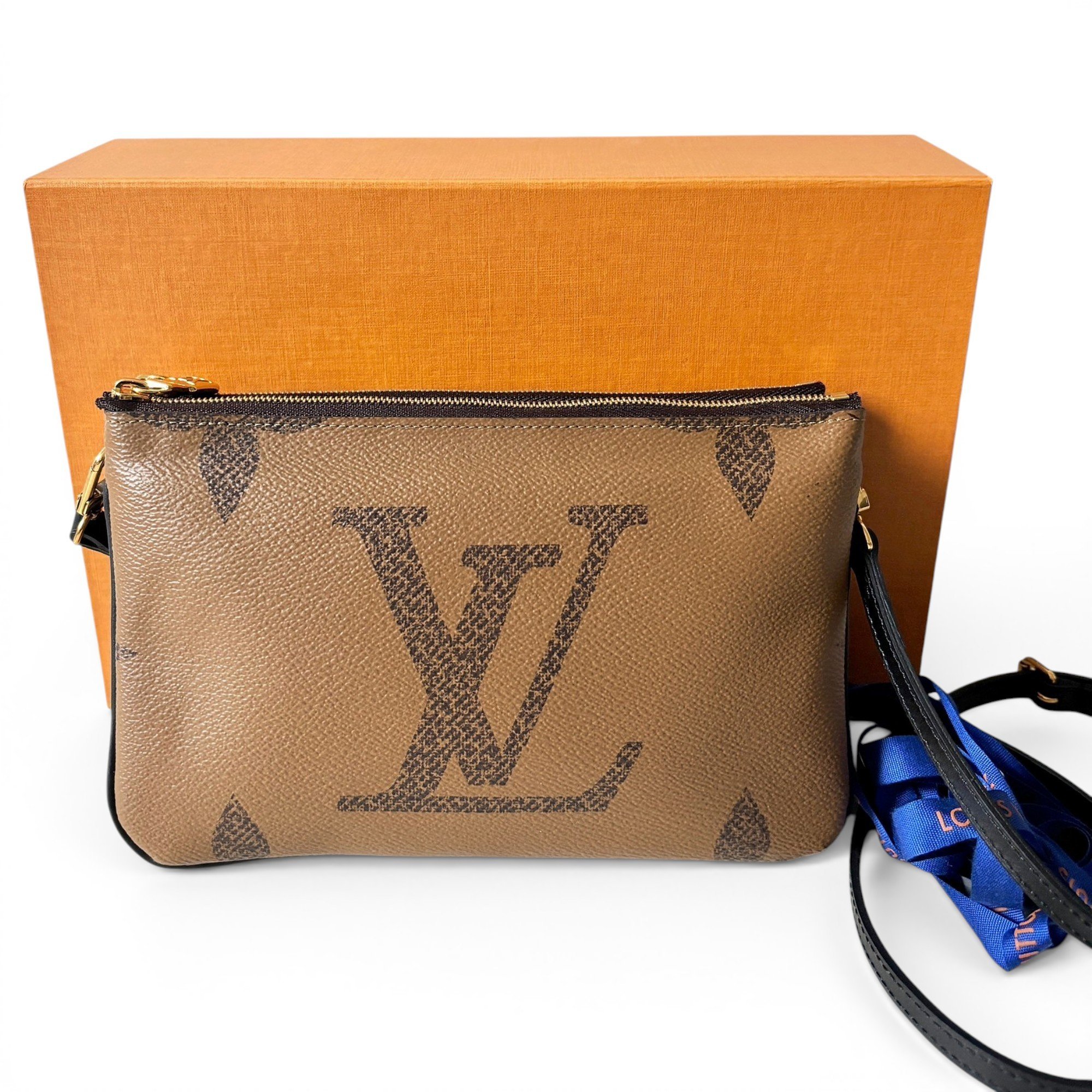Double zip leather crossbody bag