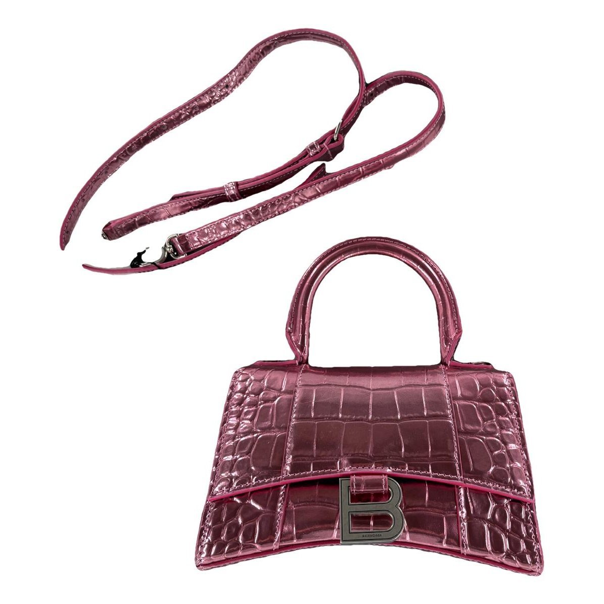 Hourglass leather handbag