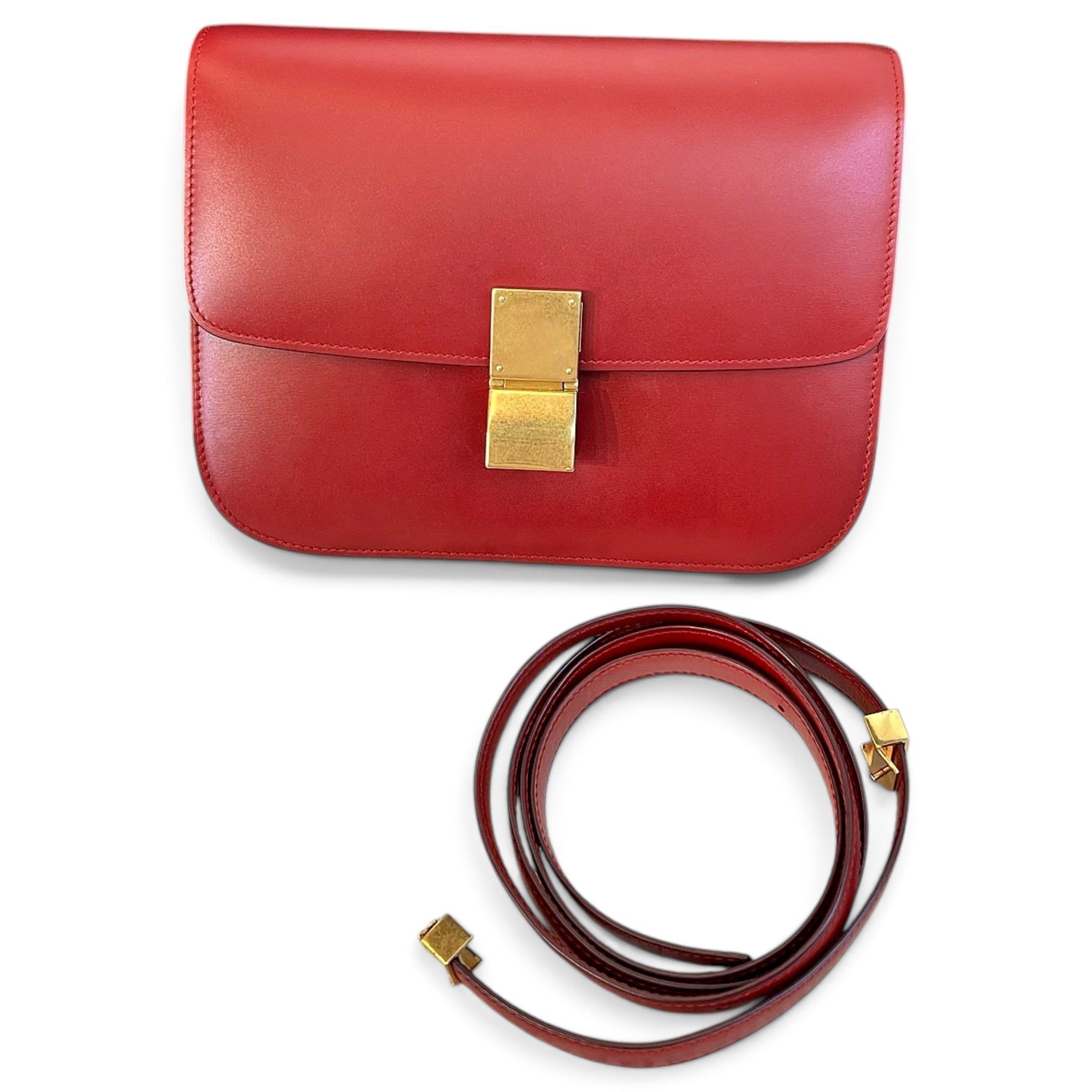Clasp box leather handbag