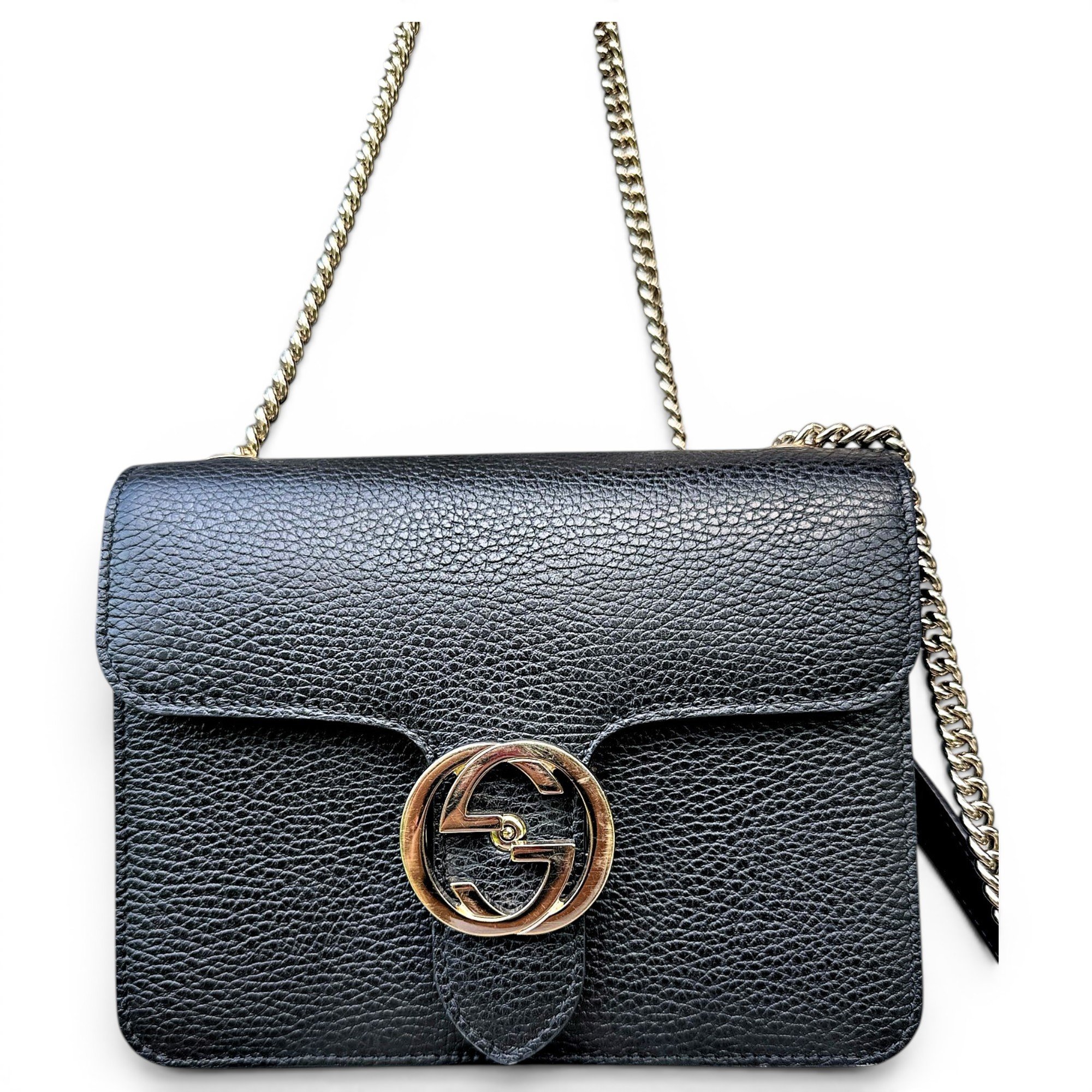 Interlocking leather handbag