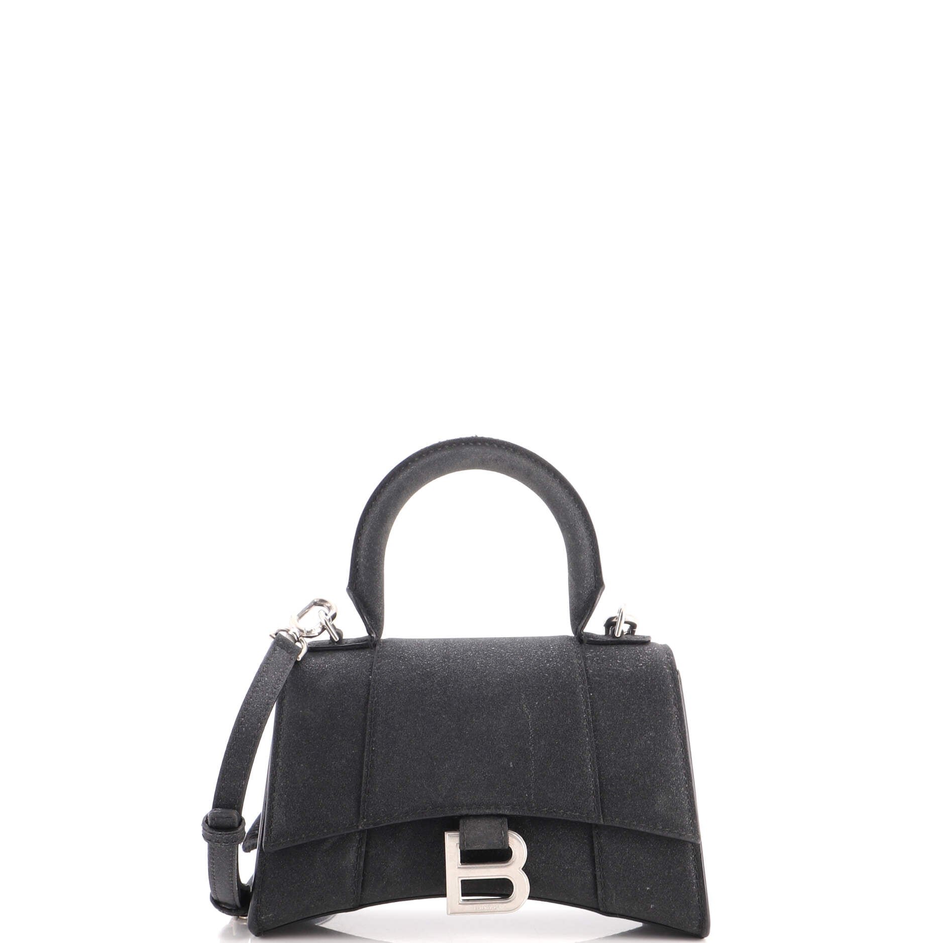 Hourglass Top Handle Bag Glitter Leather XS