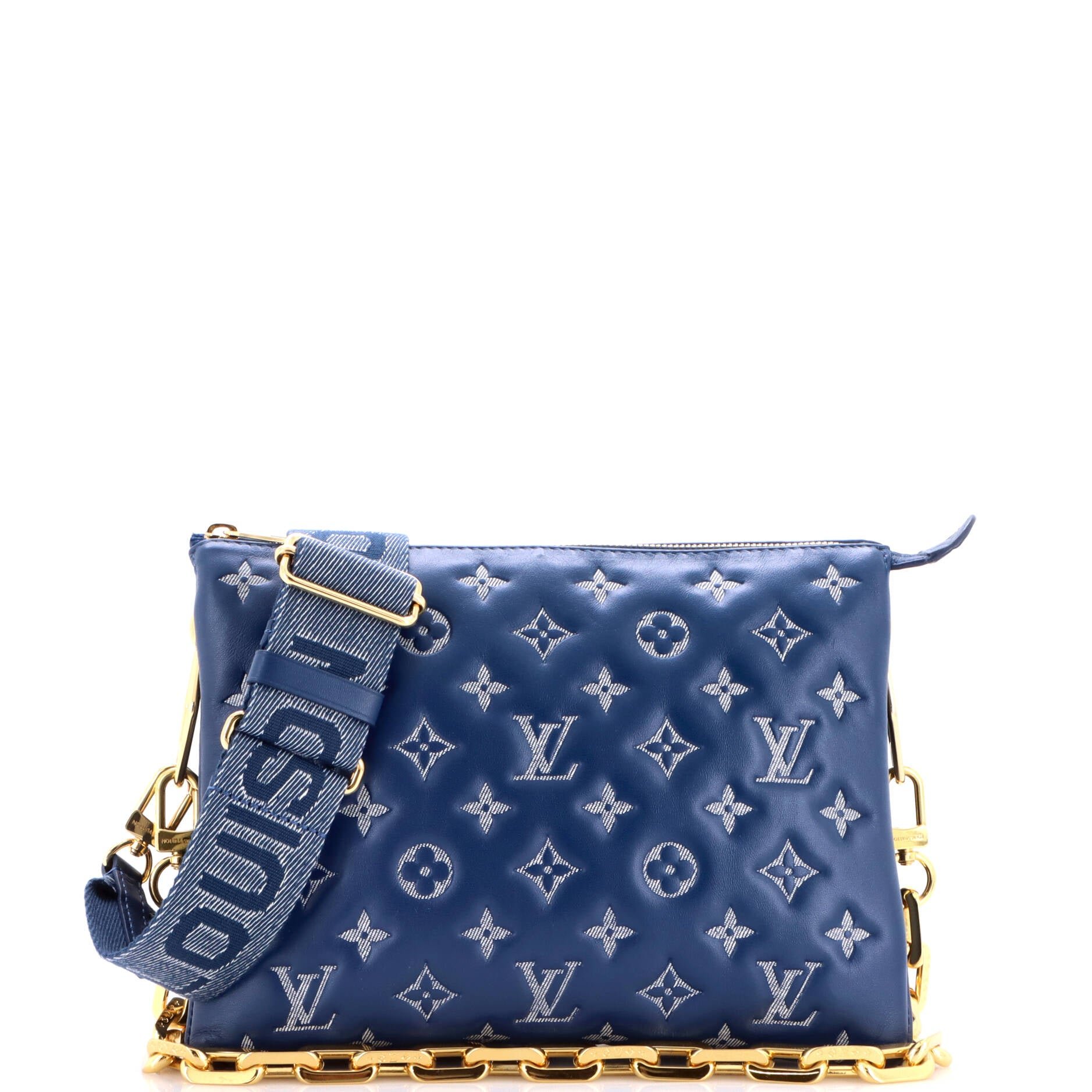 Coussin Bag Denim Printed Monogram Embossed Lambskin PM
