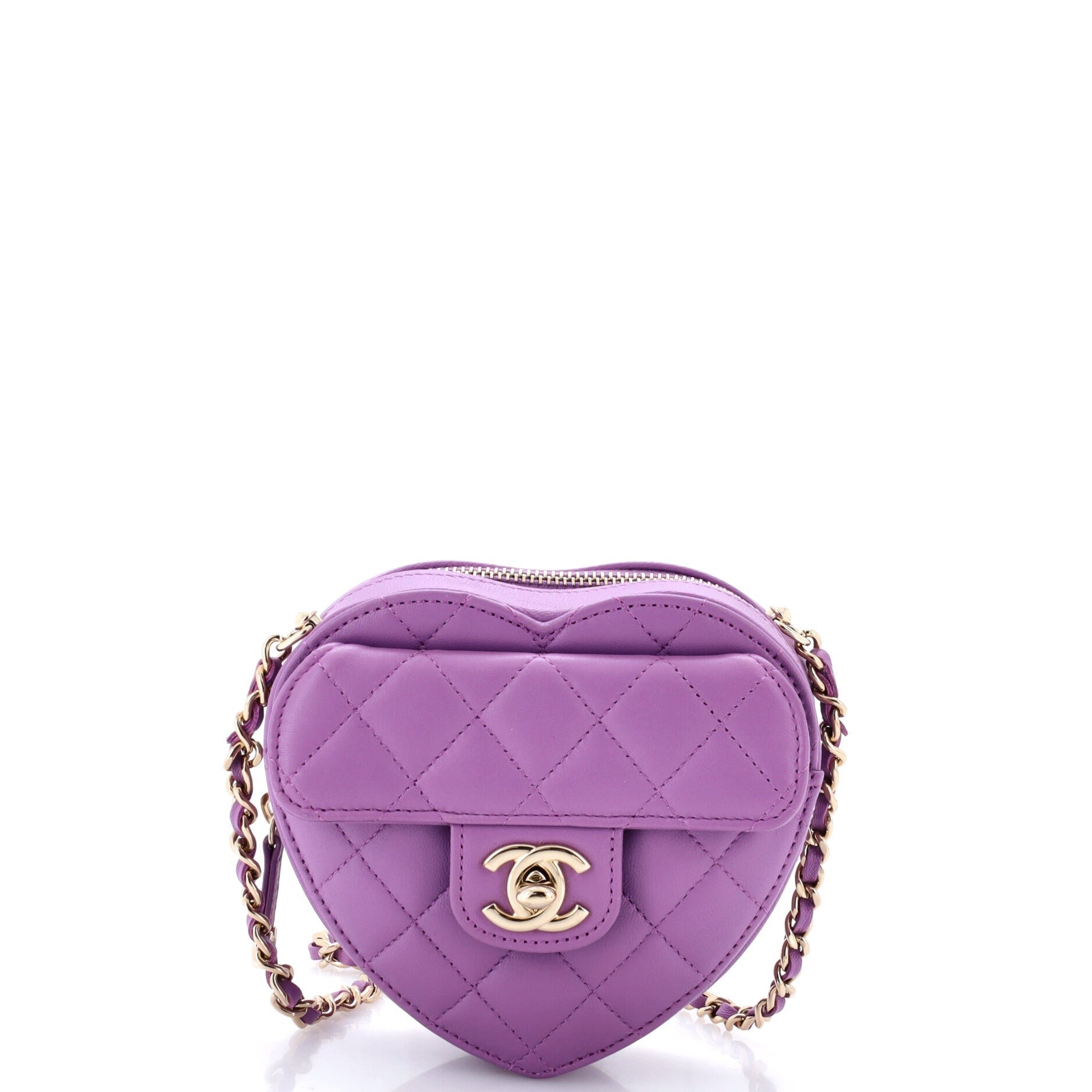 CC in Love Heart Clutch with Chain Quilted Lambskin