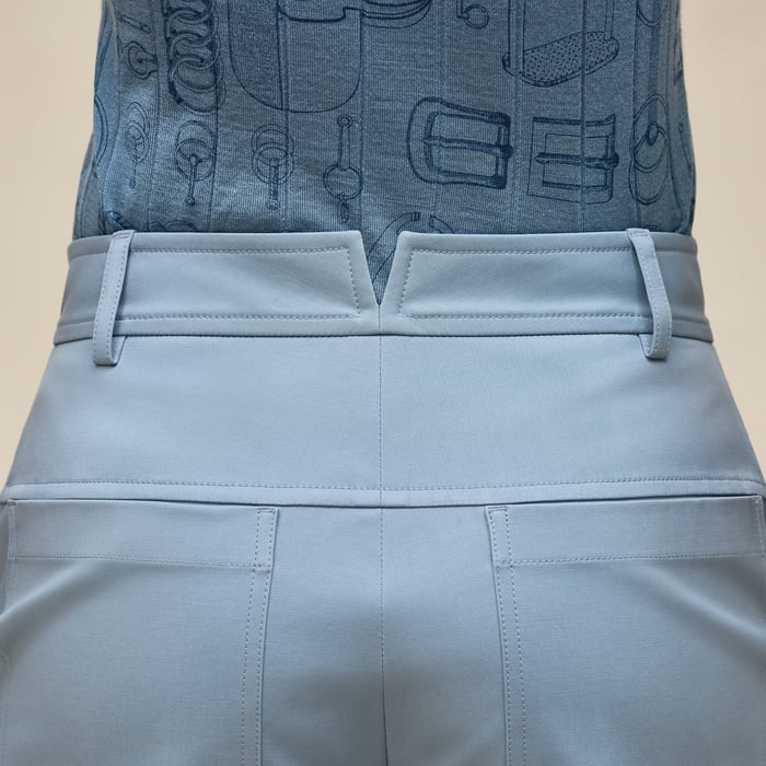 Bleu Adriatique Double Cotton Twill Shorts