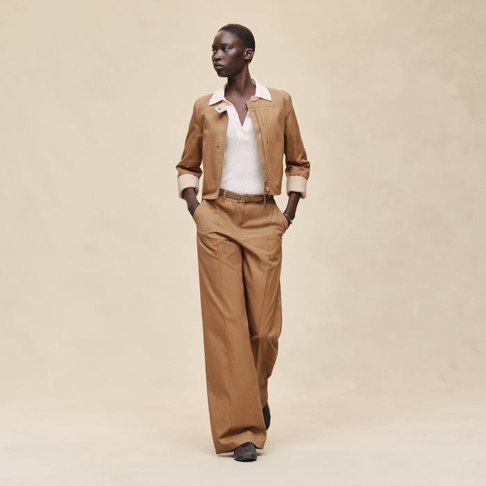Brun Mahogany Blouson En Twill De Coton
