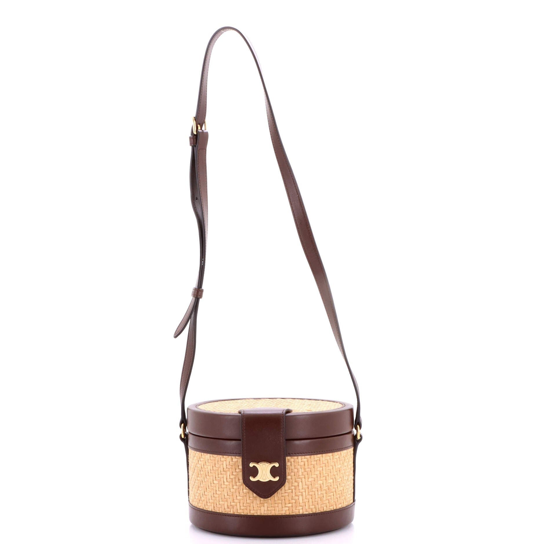 Tambour Bag Triomphe Raffia and Leather Medium