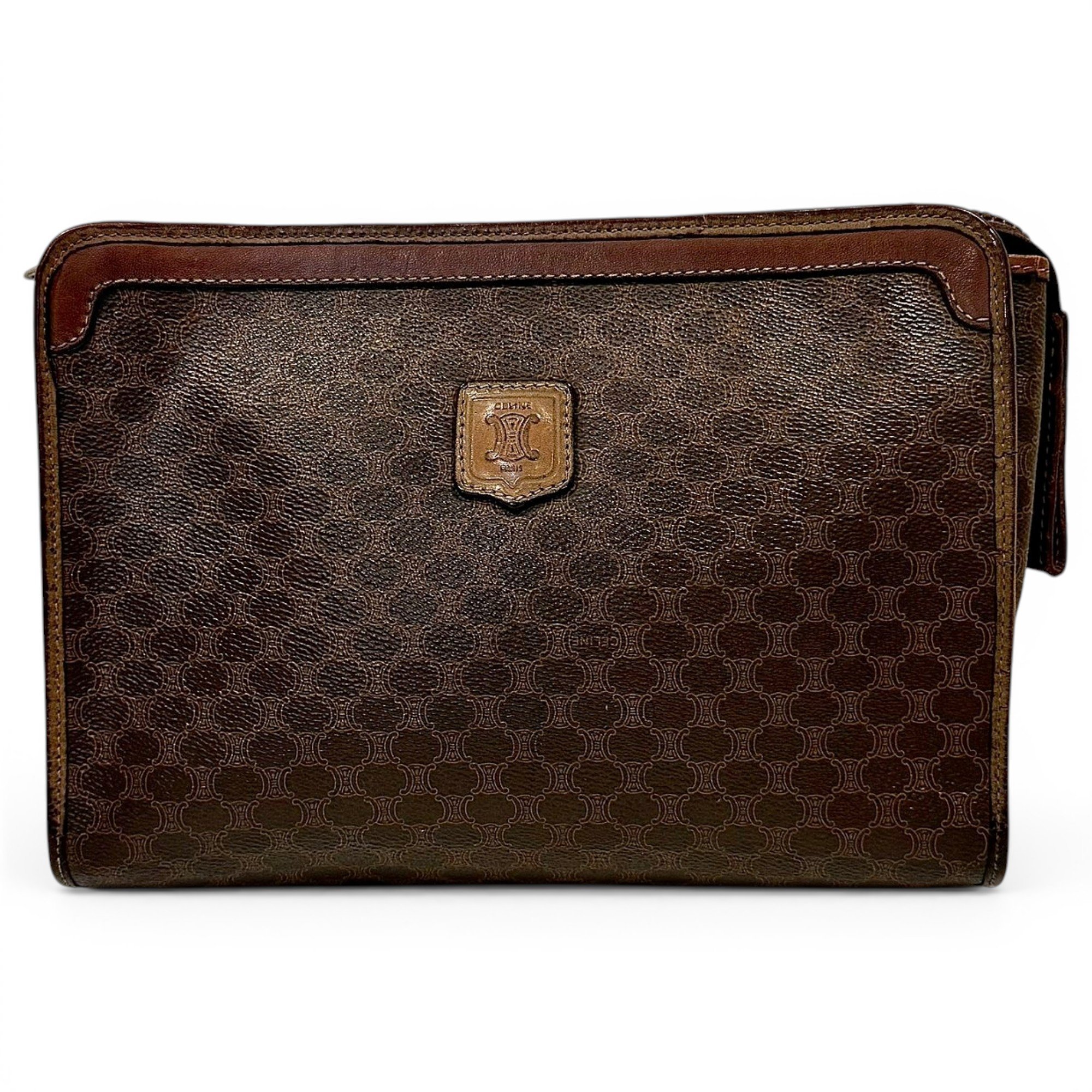 Triomphe Vintage leather clutch bag