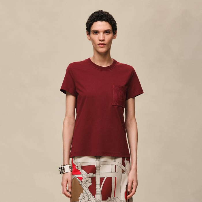 Rouge Carmin Embroidered Pocket T-shirt