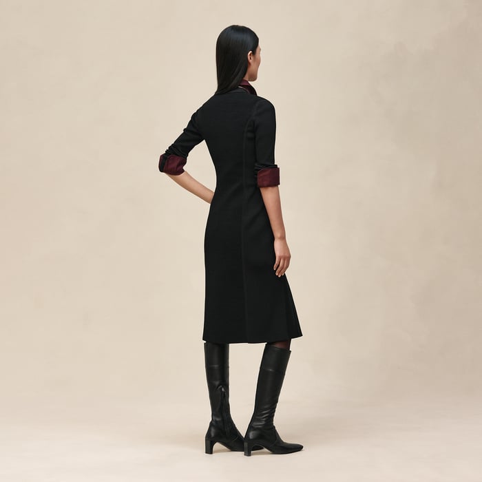 Noir Mid-length Buttoned Dress