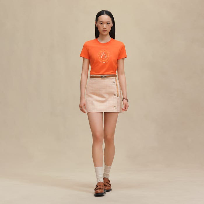 Orange Pop Printed Straight T-shirt