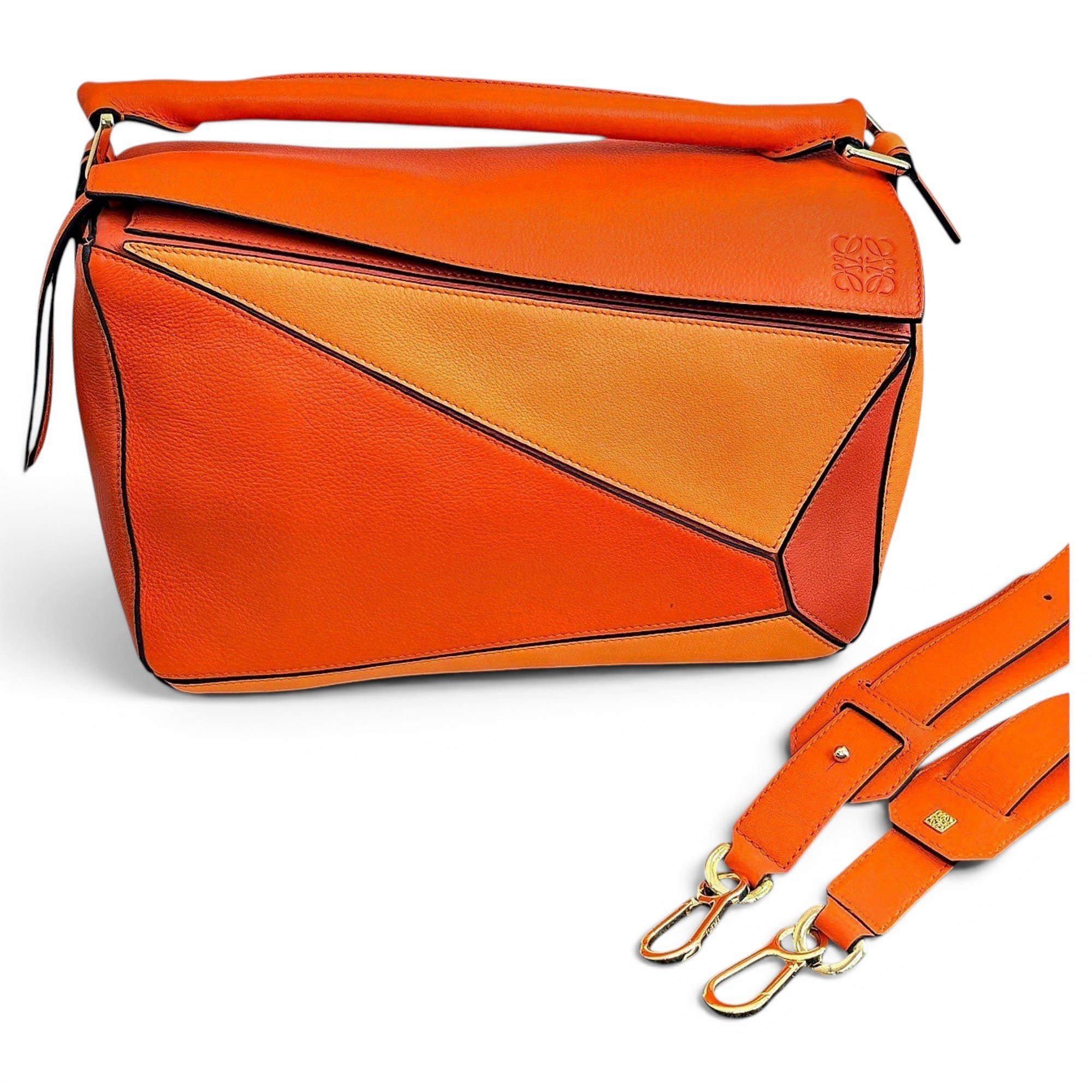 Puzzle leather handbag