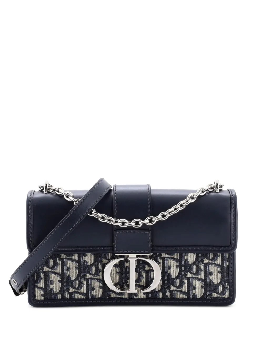 30 Montaigne Chain Flap Bag Oblique Canvas East West shoulder bag