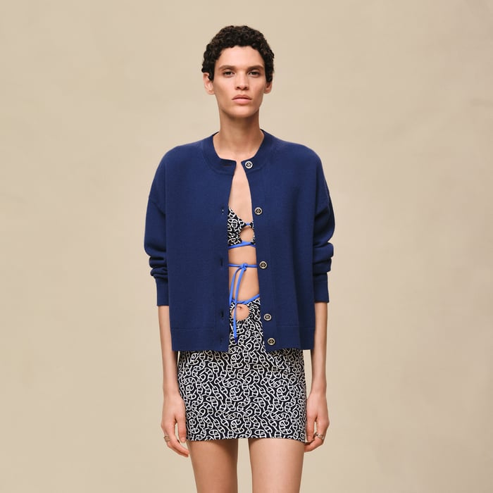 Bleu Outremer Cashmere Long-sleeve Cardigan