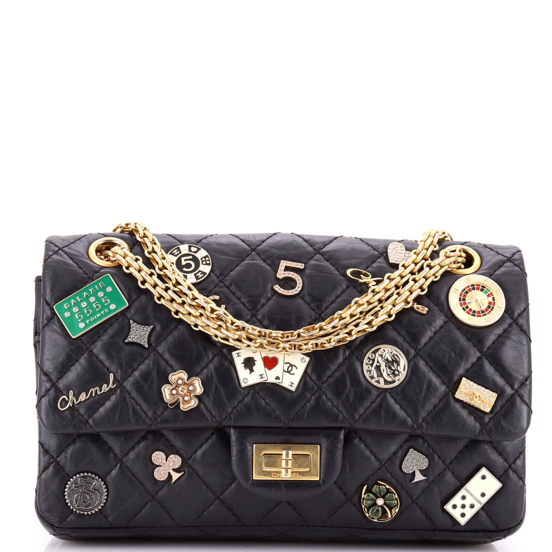 Chanel Lucky Charms Reissue 2.55 Flap Bag Quilted Aged Calfskin 225
