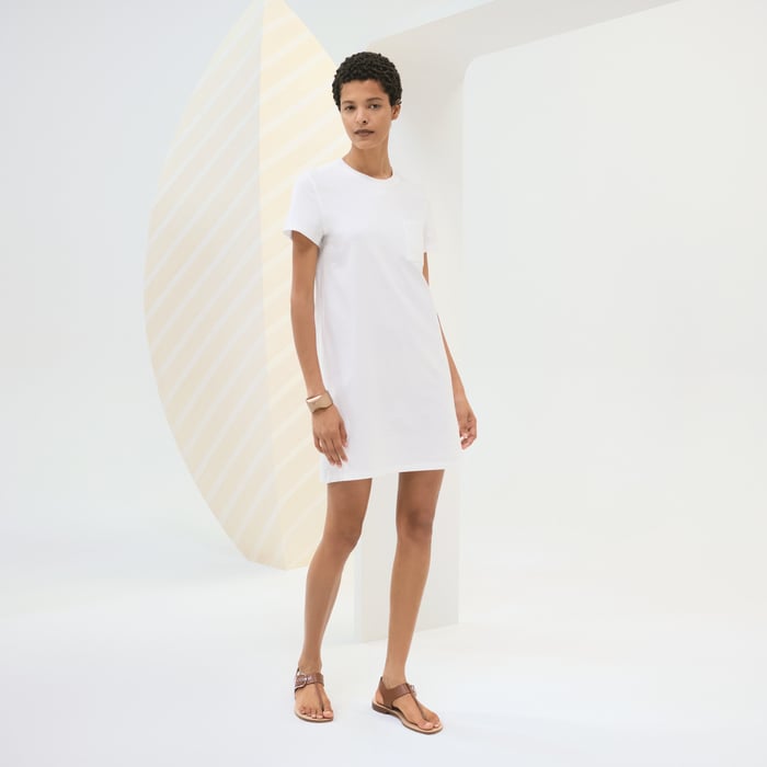 Blanc Embroidered Pocket Dress