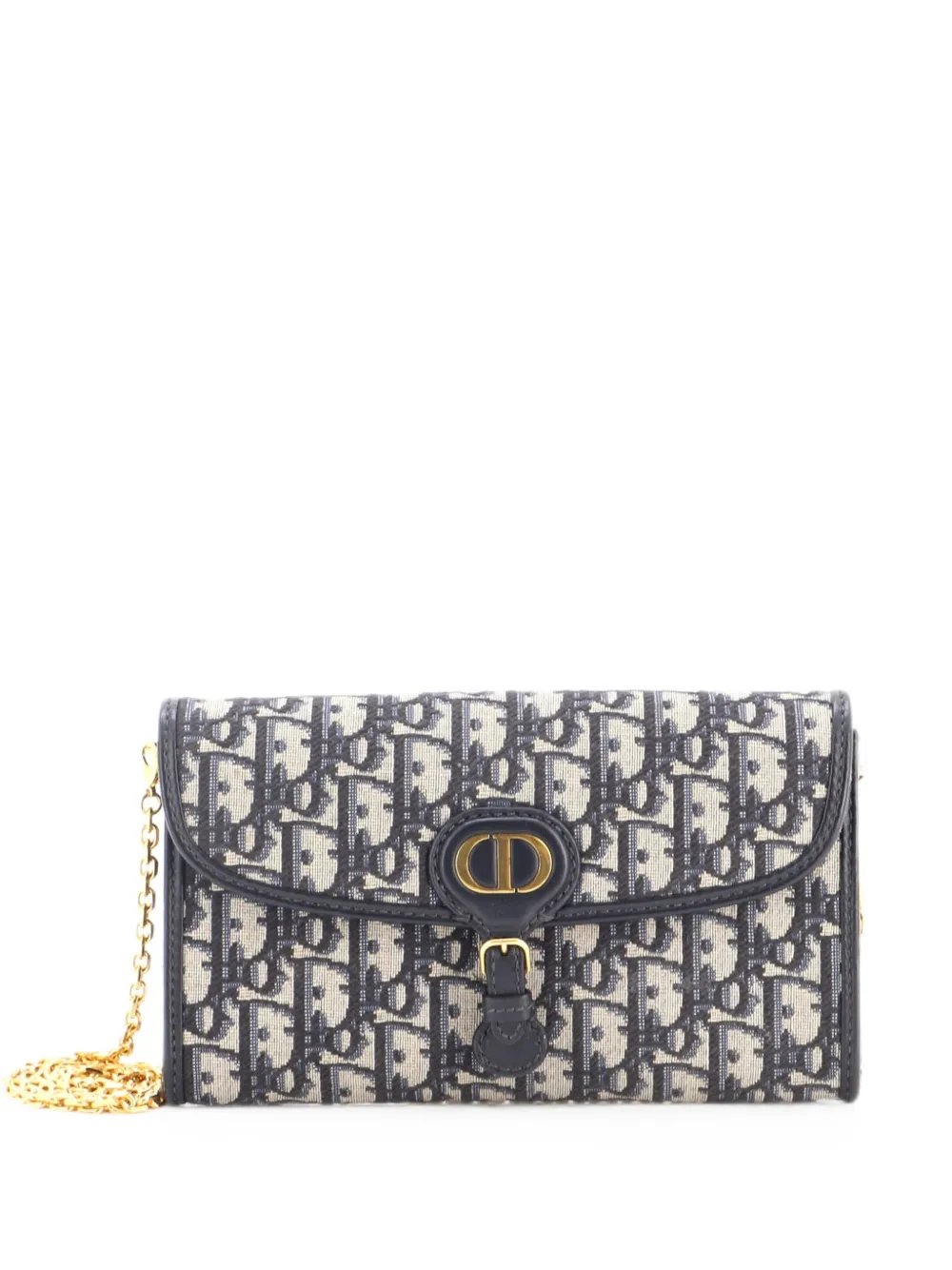 Bobby Pouch with Chain Oblique Canvas East West clutch bag
