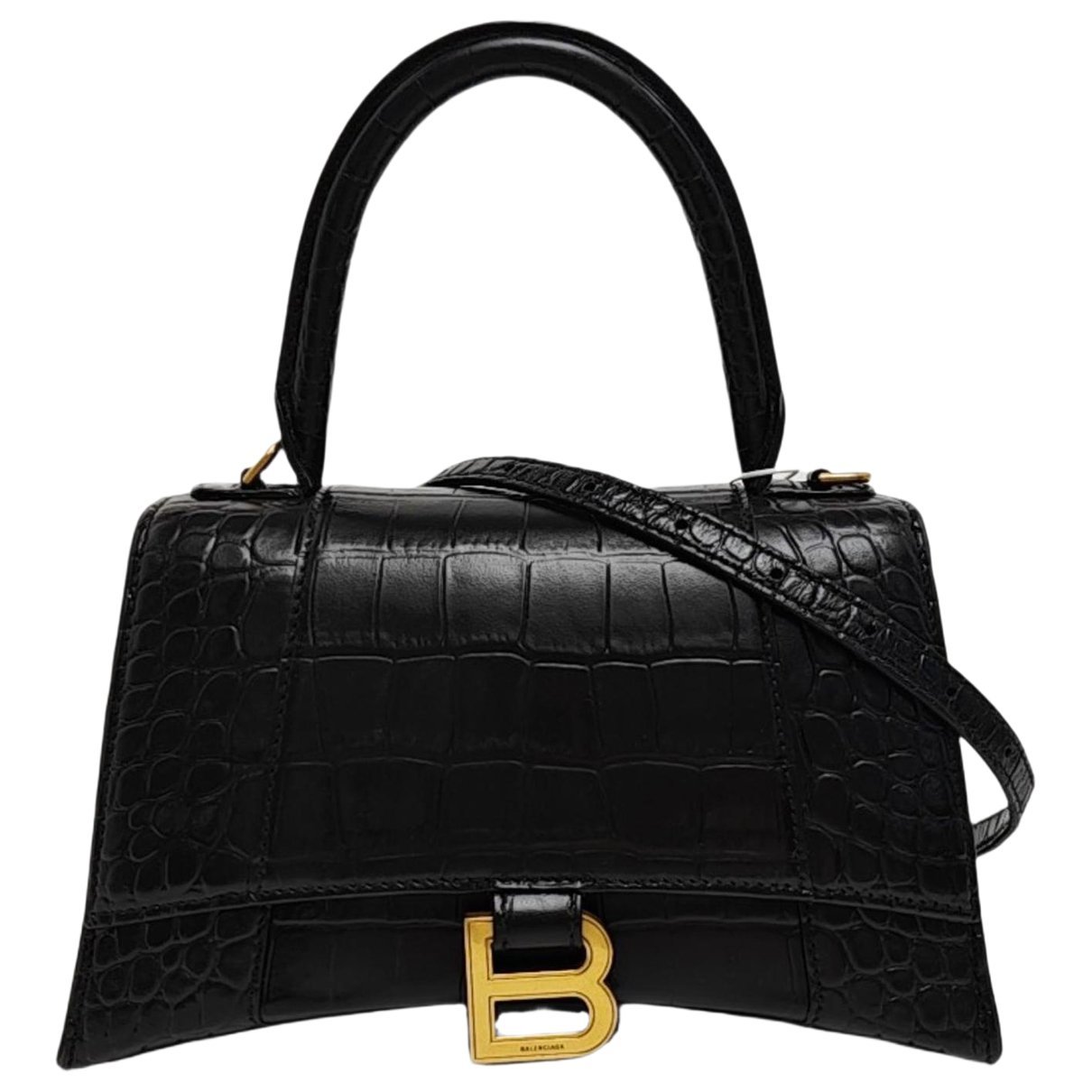 Hourglass leather handbag